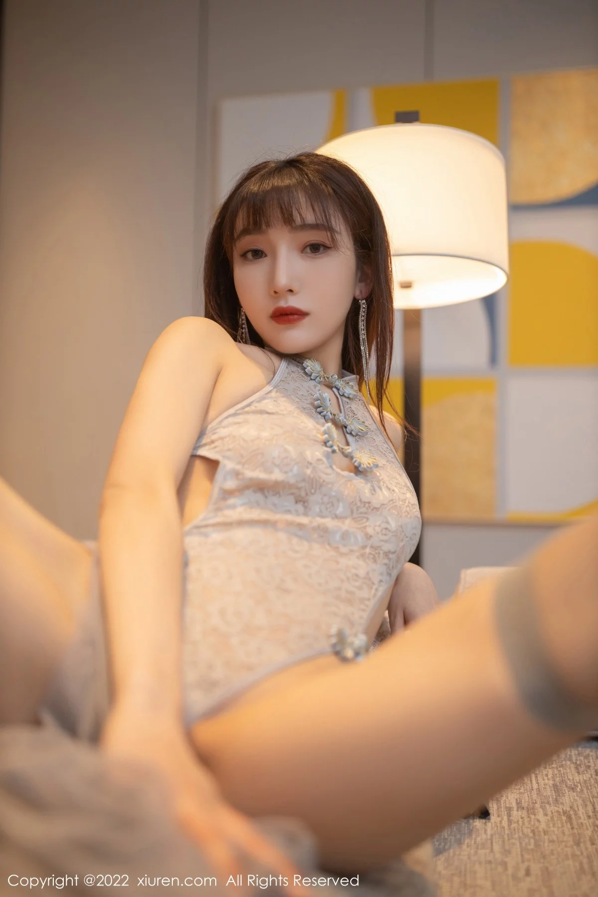 [[XiuRen秀人网]秀人网]No.4592_模特陆萱萱室内场景性感薄纱长裙配诱人灰色丝袜完美诱惑写真78P