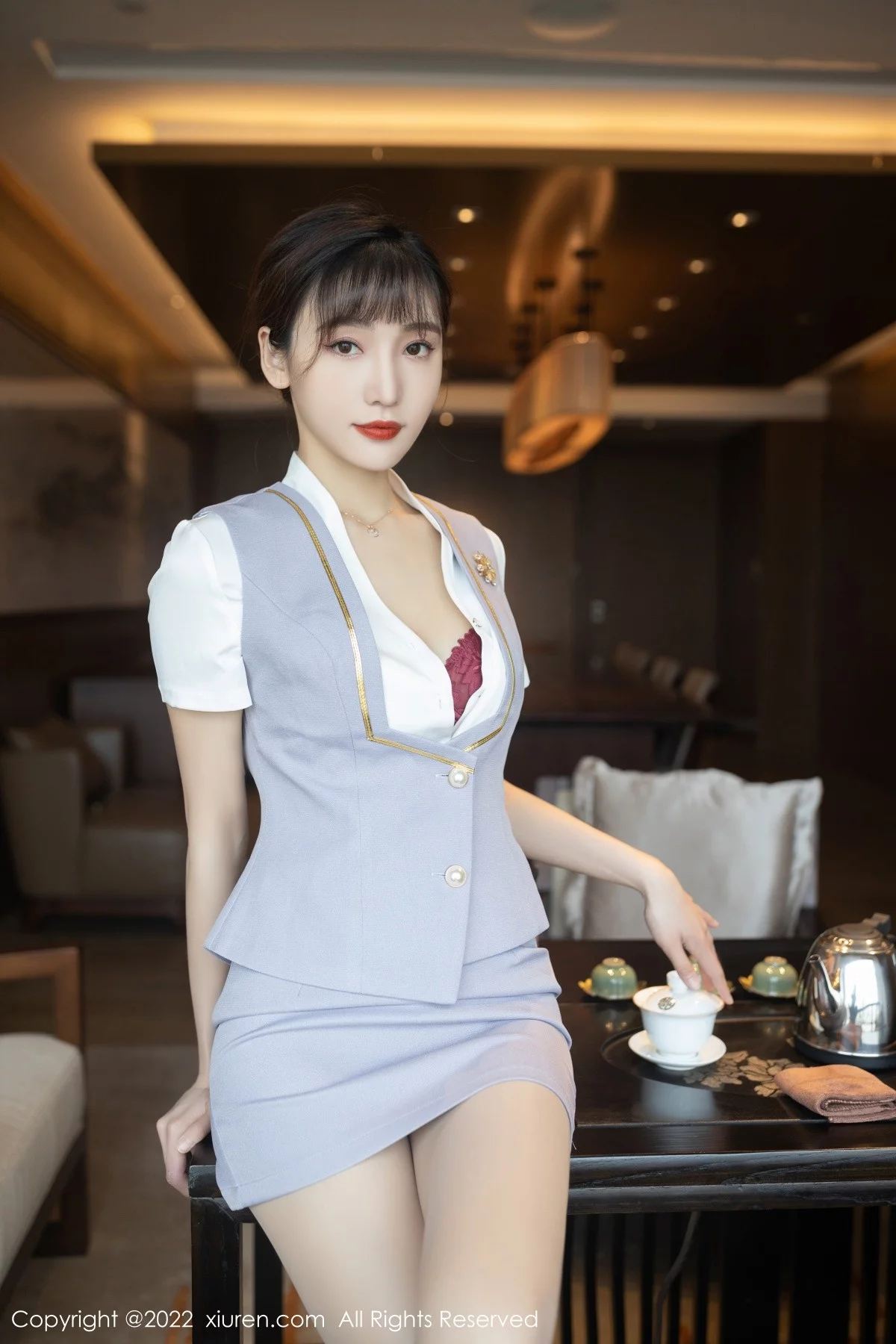 [[XiuRen秀人网]秀人网]No.4694_模特陆萱萱珠三角旅拍茶艺师角色扮演红色内衣配肉丝诱惑写真78P