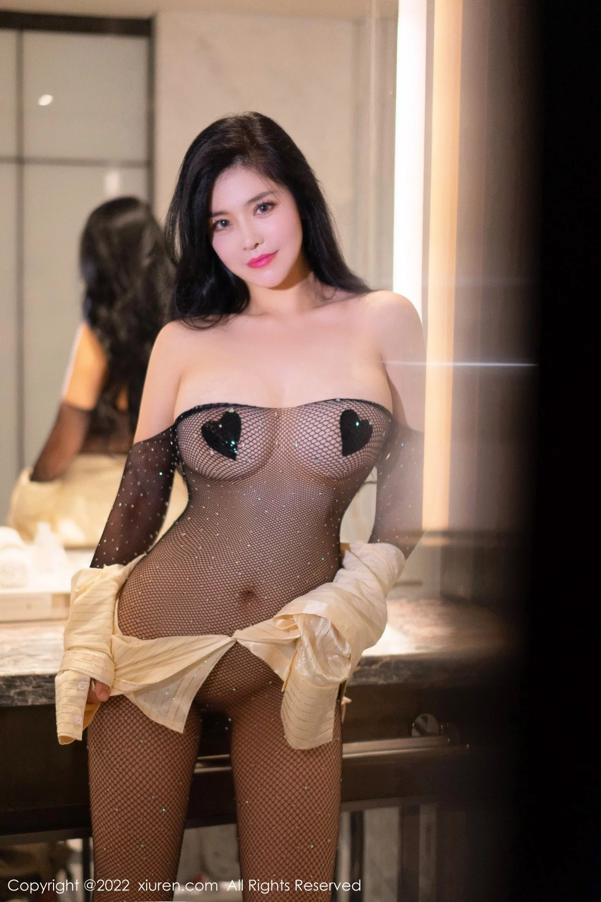 [[XiuRen秀人网]秀人网]No.5458_女神刘钰儿私房性感黑色网纱连衣服饰透视秀丰满身材诱惑写真73P