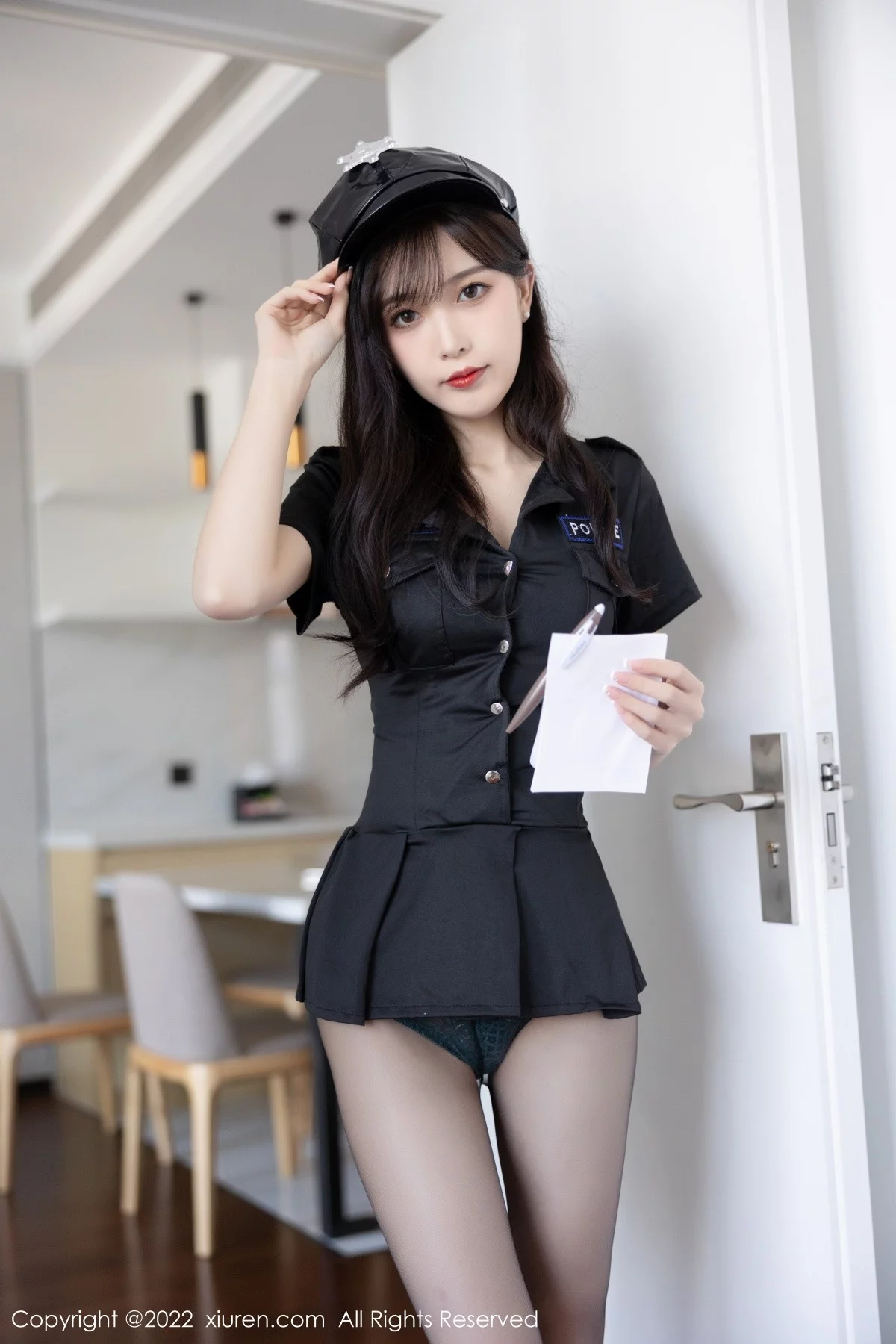 [[XiuRen秀人网]秀人网]No.5517_模特林星阑脱黑色制服露性感暗绿色蕾丝内衣超薄黑丝诱惑写真88P