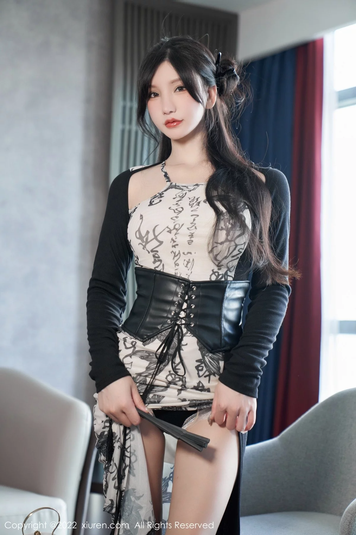 [[XiuRen秀人网]秀人网]No.5623_女神周于希Sally性感拼色连衣裙配超薄开档肉丝绝美诱惑写真94P
