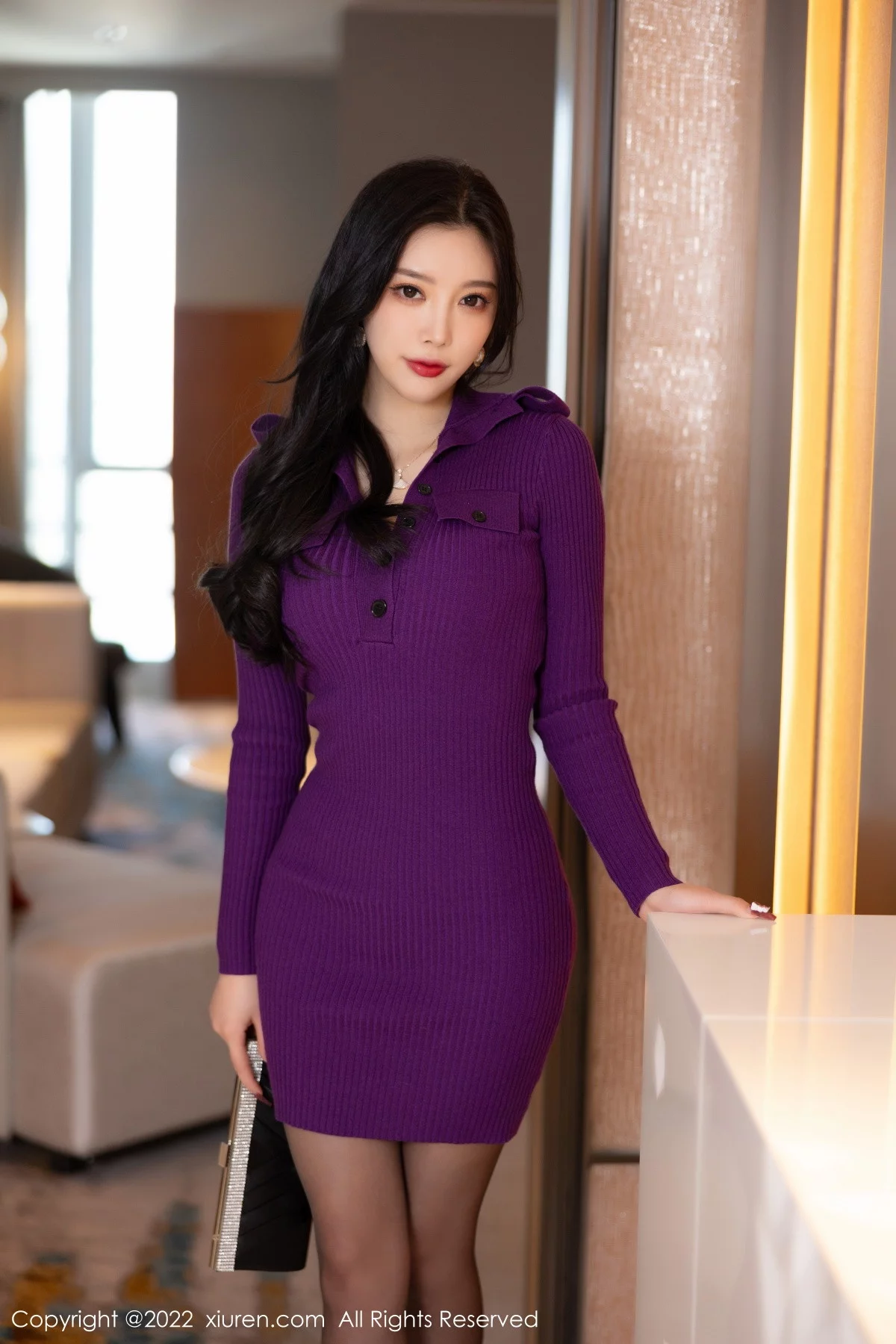 [[XiuRen秀人网]秀人网]No.5798_女神杨晨晨Yome半脱紫色毛线连衣短裙露红色内衣完美诱惑写真89P