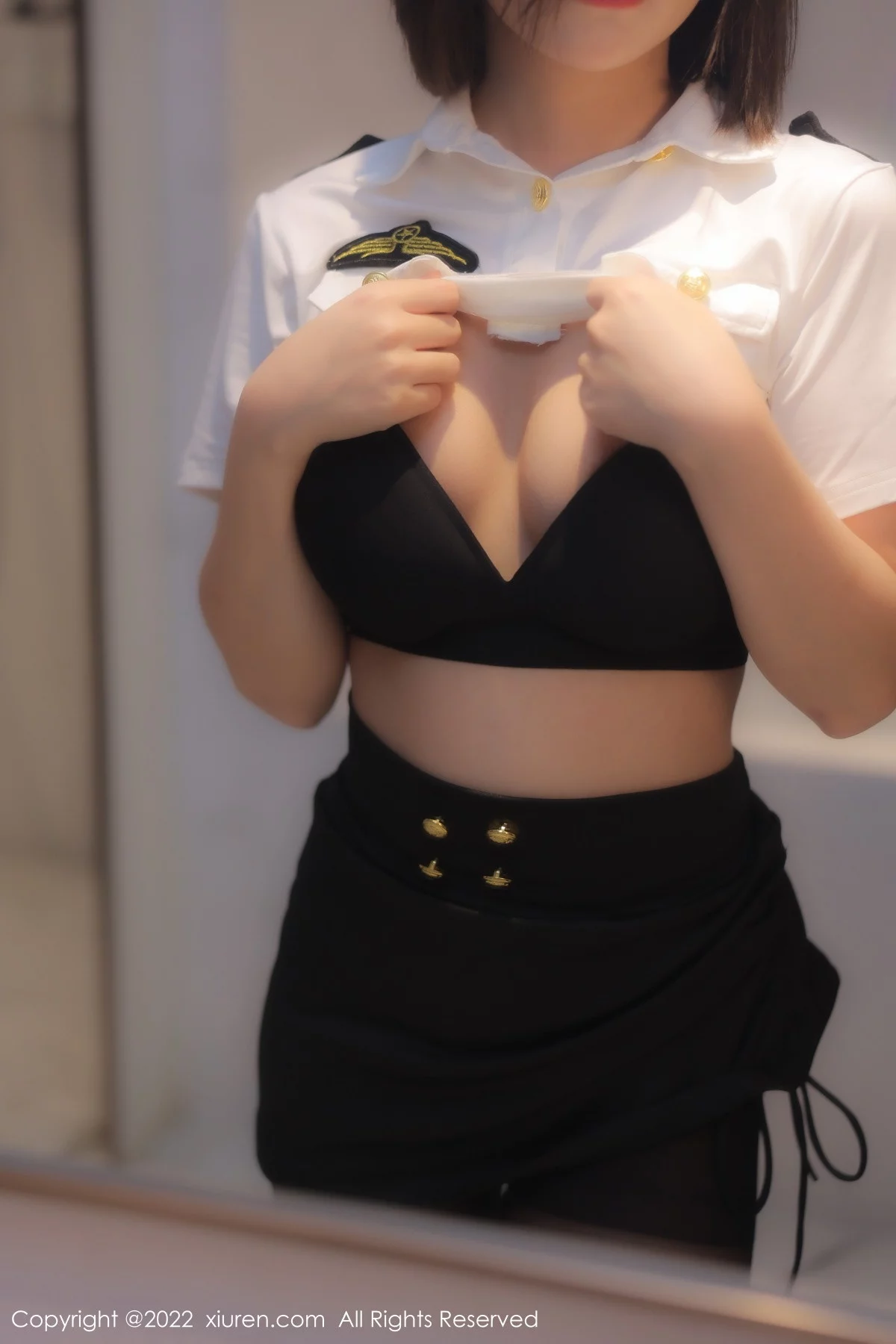 [[XiuRen秀人网]秀人网]No.5815_模特美羊羊性感制服主题白色上衣配黑短裙露黑色内衣诱惑写真79P