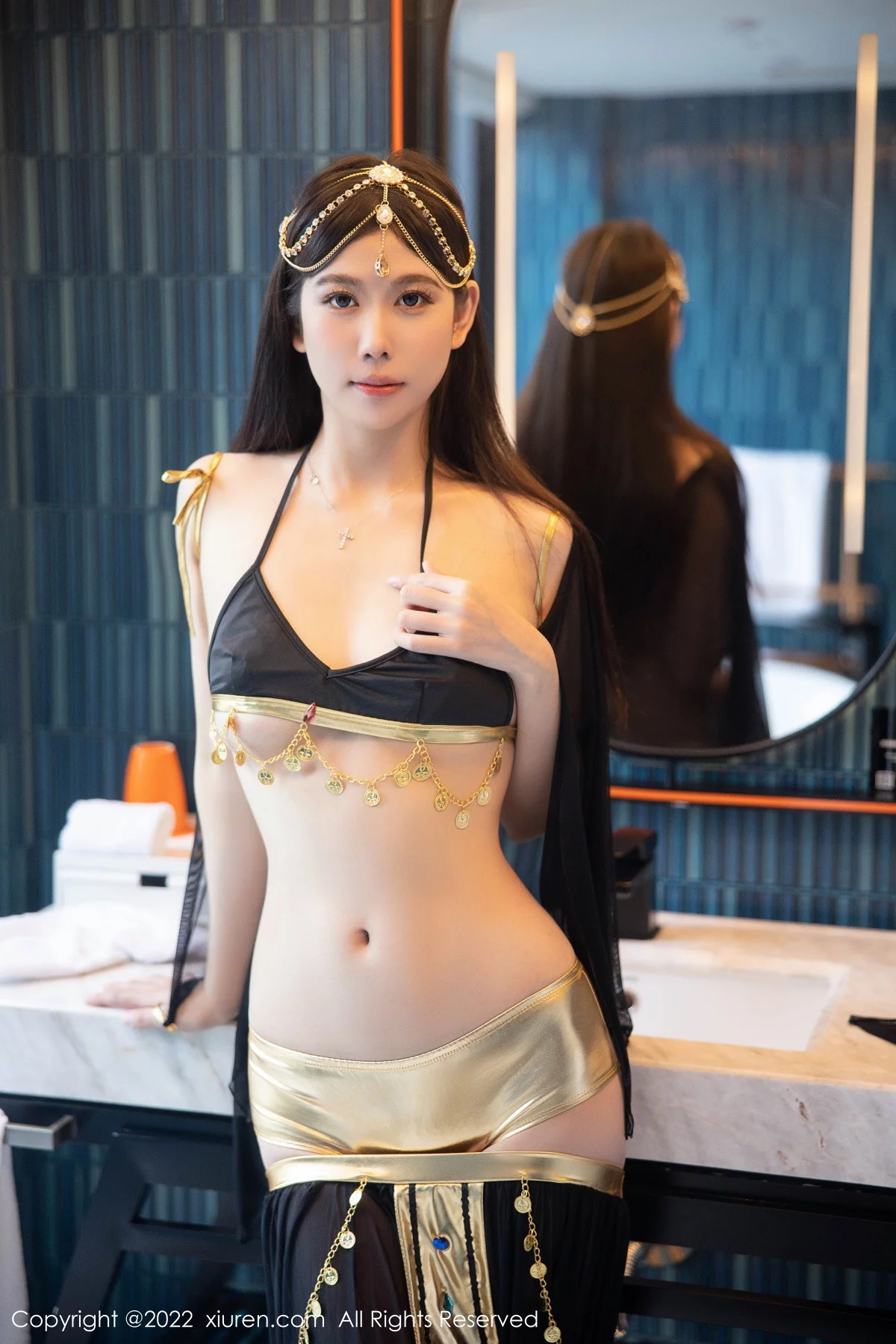 [[XiuRen秀人网]秀人网]No.5849_模特李雅柔西域风情主题黑色薄纱遮面露性感内衣迷人诱惑写真65P