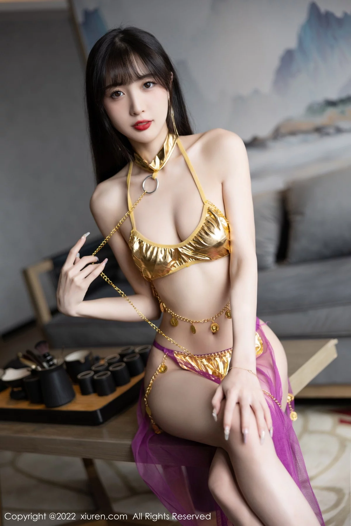 [[XiuRen秀人网]秀人网]No.5901_模特林星阑私房性感红色薄纱配金色比基尼秀曼妙身姿诱惑写真71P
