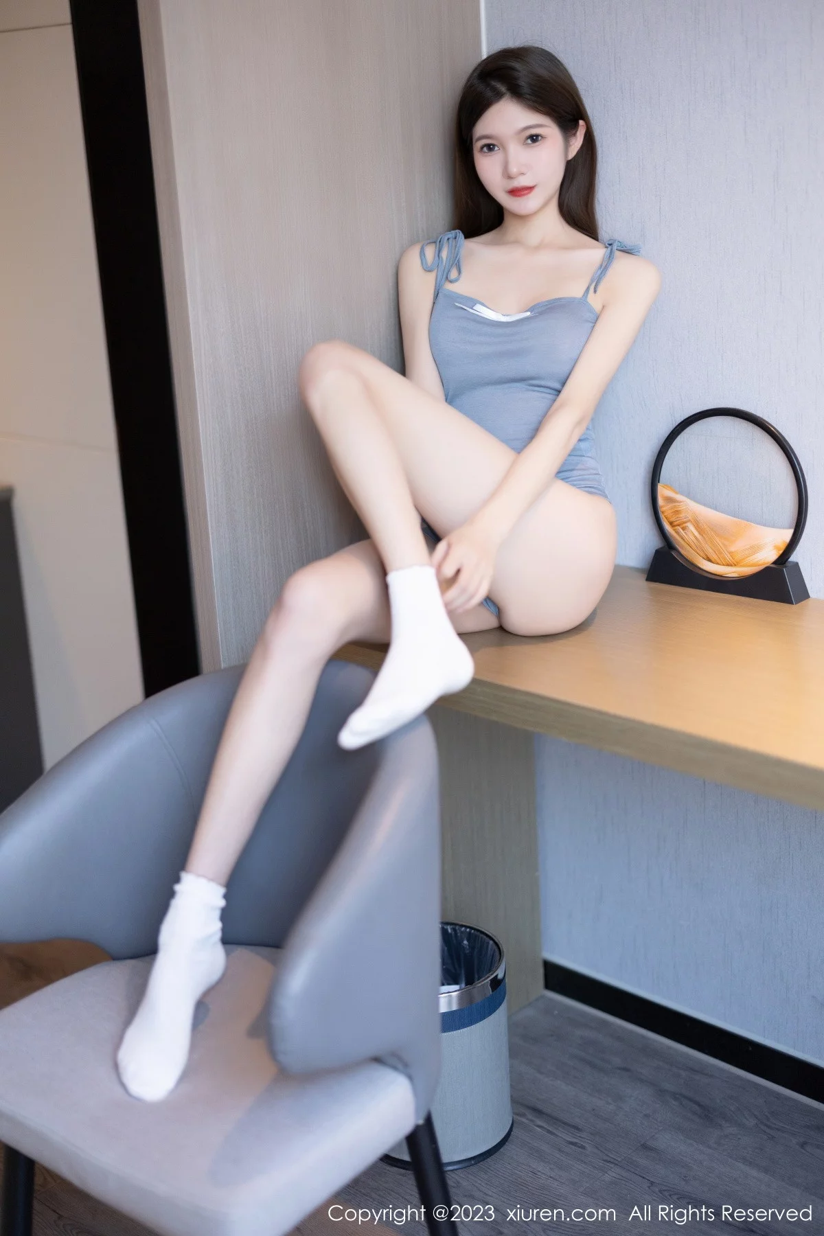 [[XiuRen秀人网]秀人网]No.6104_模特程程程-淡蓝色高开叉吊带+黑色缕空裙秀完美身材诱惑写真87P