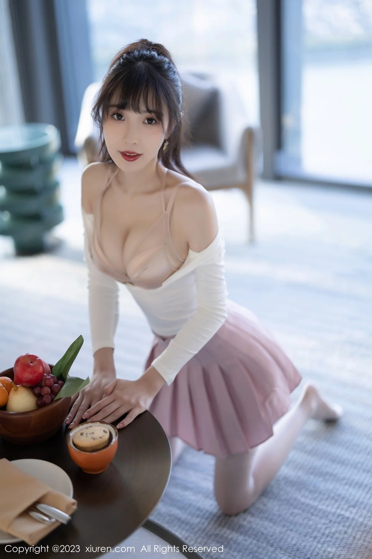 [[XiuRen秀人网]秀人网]No.6263_模特林星阑白色上衣配粉色短裙露性感内衣秀曼妙身材诱惑写真85P