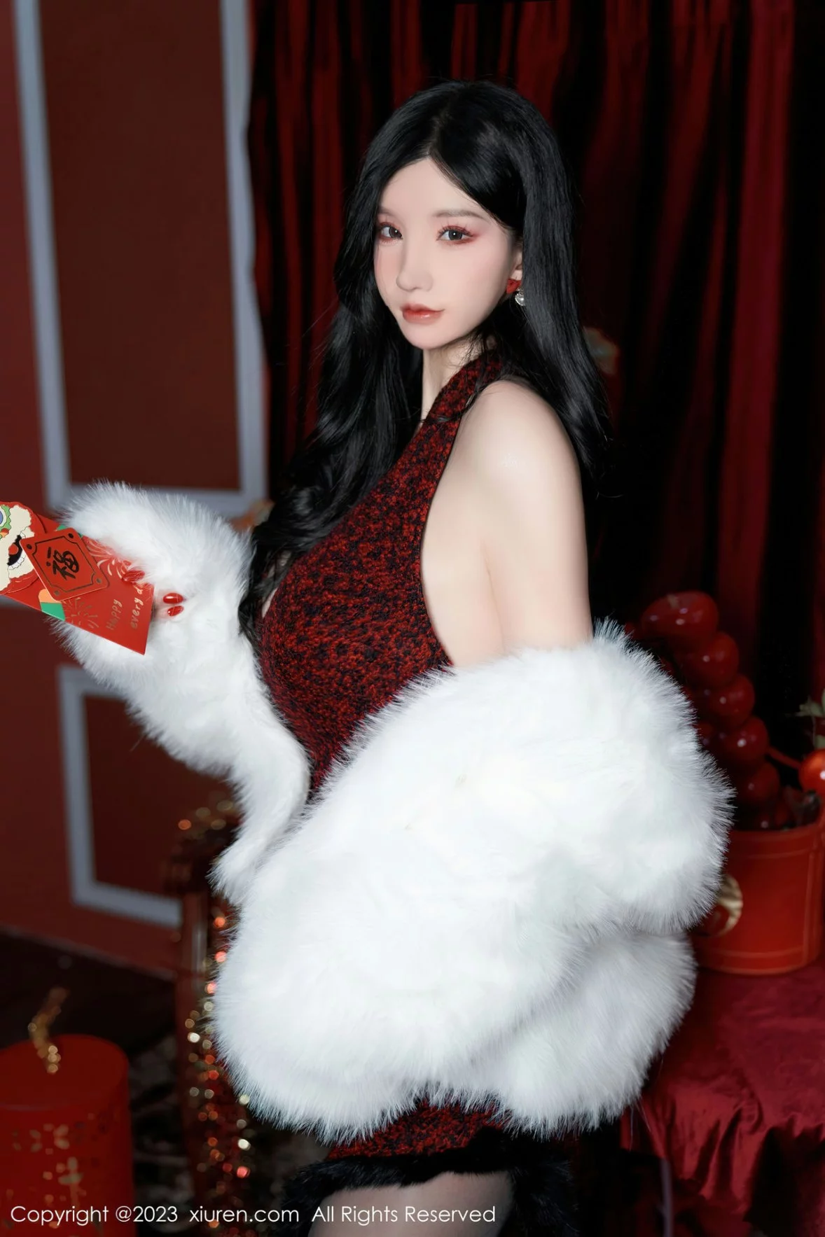 [[XiuRen秀人网]秀人网]No.6174_女神周于希Sally新春主题低胸服饰配超薄黑丝秀完美身材诱惑写真85P