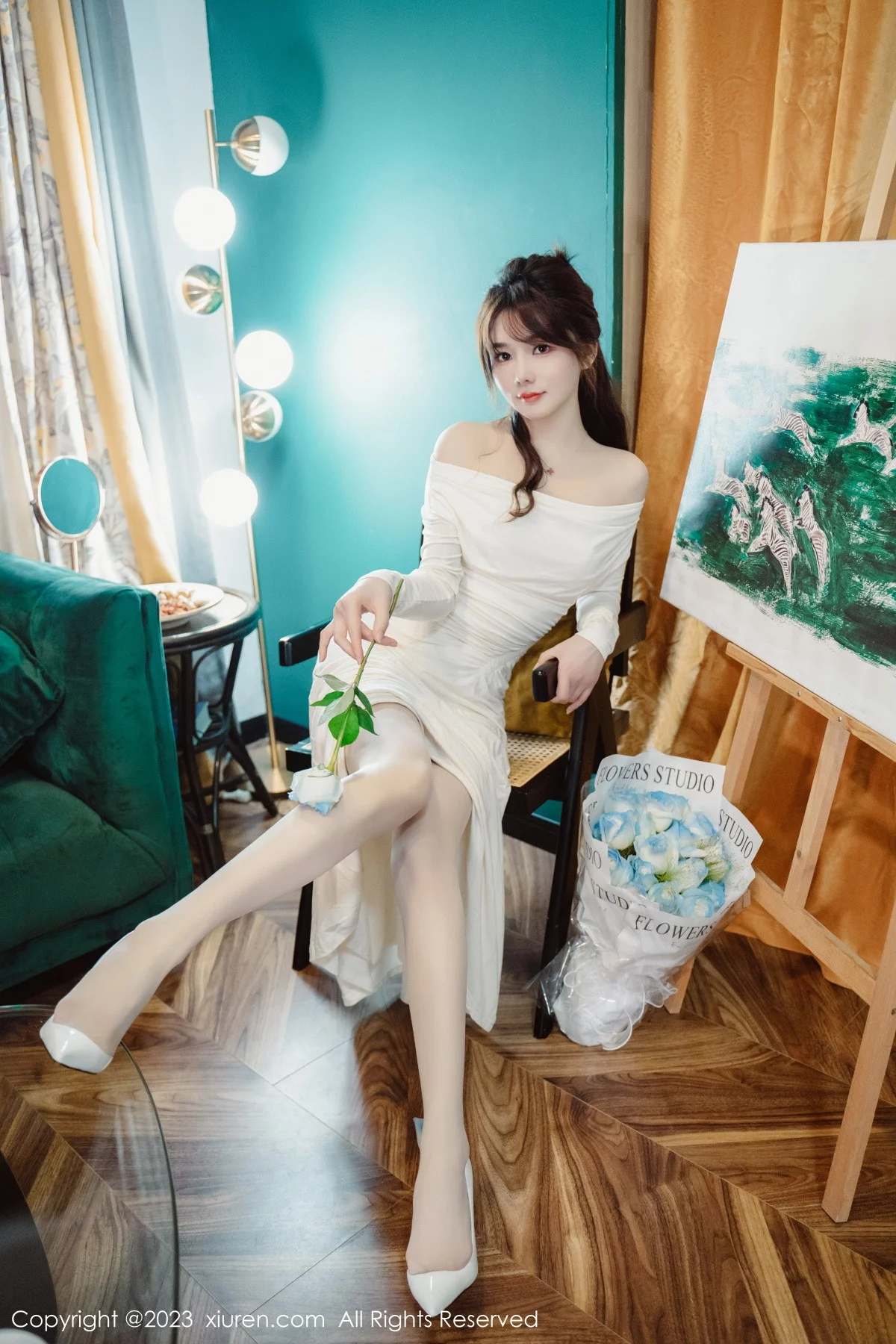 [[XiuRen秀人网]秀人网]No.6182_模特婠婠么脱白色连衣长裙露蕾丝内衣配开档白丝迷人诱惑写真79P