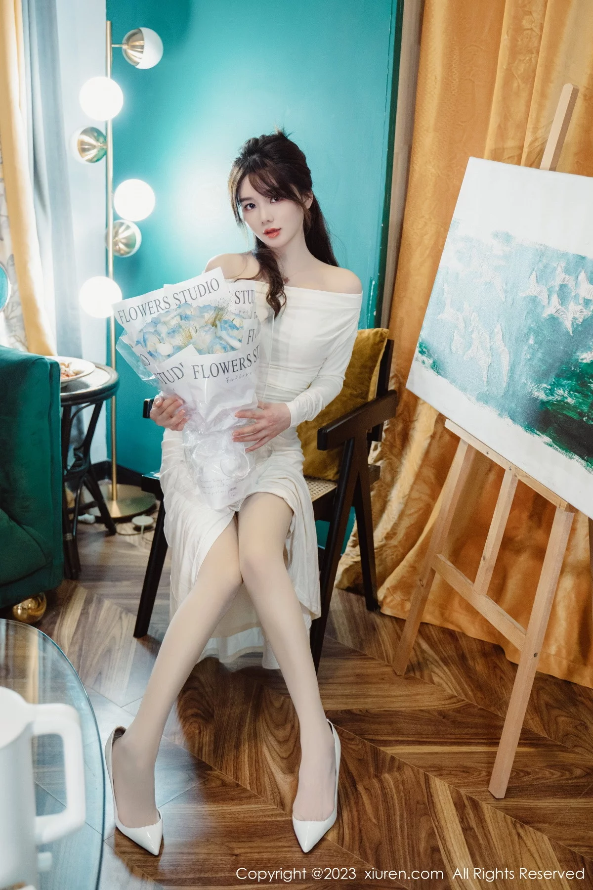 [[XiuRen秀人网]秀人网]No.6182_模特婠婠么脱白色连衣长裙露蕾丝内衣配开档白丝迷人诱惑写真79P