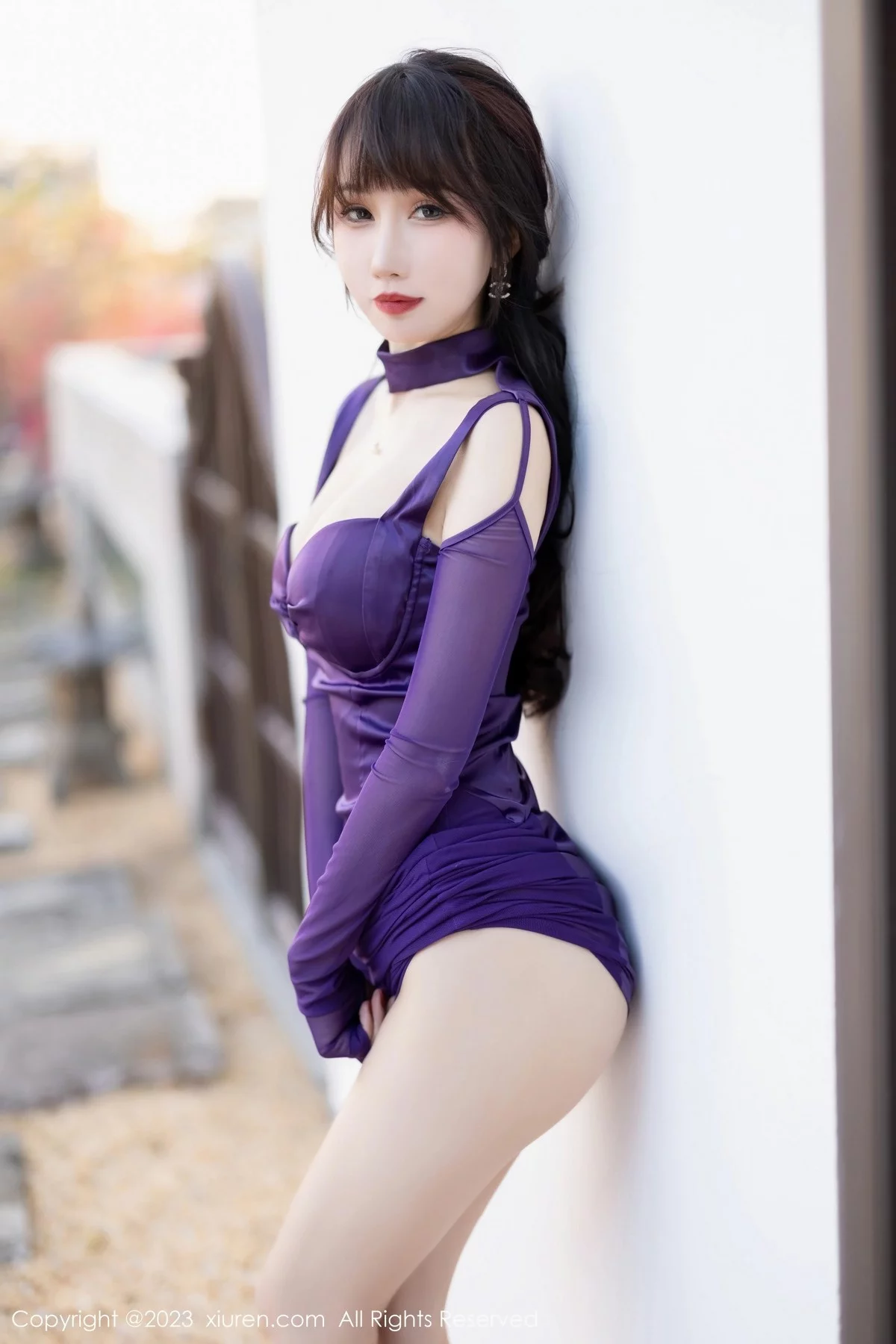 [[XiuRen秀人网]秀人网]No.6419_模特波巧酱脱紫色连衣长裙露淡红轻透内衣秀曼妙身姿诱惑写真81P