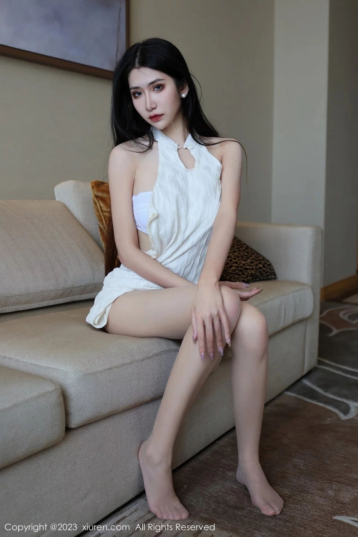 [[XiuRen秀人网]秀人网]No.6438_模特依娜Yina脱连衣长裙裤露性感白色内衣配开档肉丝诱惑写真90P