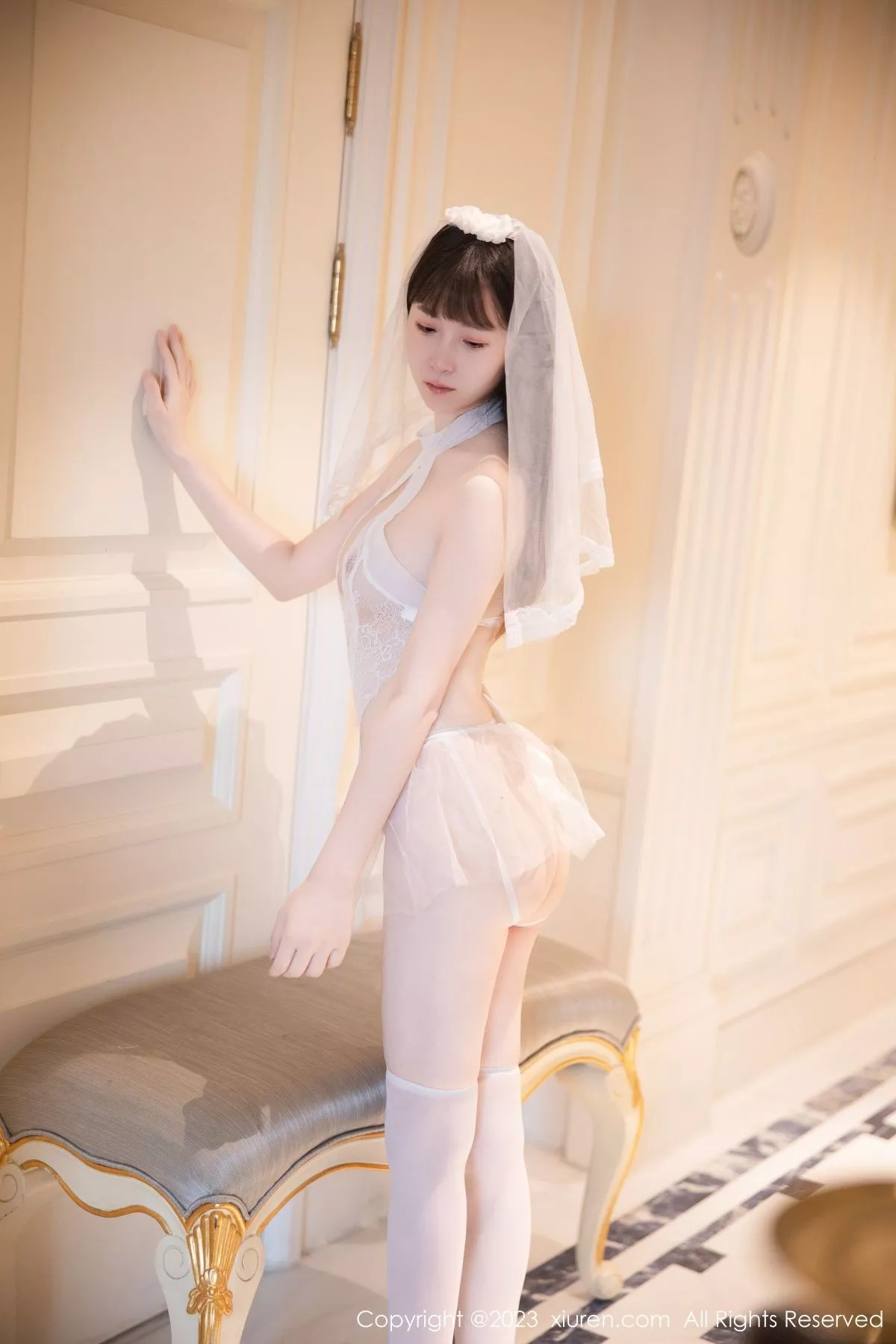 [[XiuRen秀人网]秀人网]No.7421_模特林悠悠性感白色情趣婚纱服饰配白丝袜秀曼妙身姿诱惑写真82P