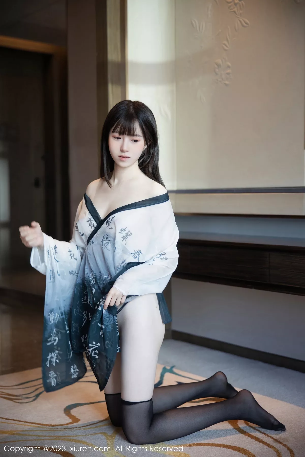[[XiuRen秀人网]秀人网]No.7459_模特林悠悠性感黑白薄纱古装服饰配黑丝袜秀曼妙身姿诱惑写真84P