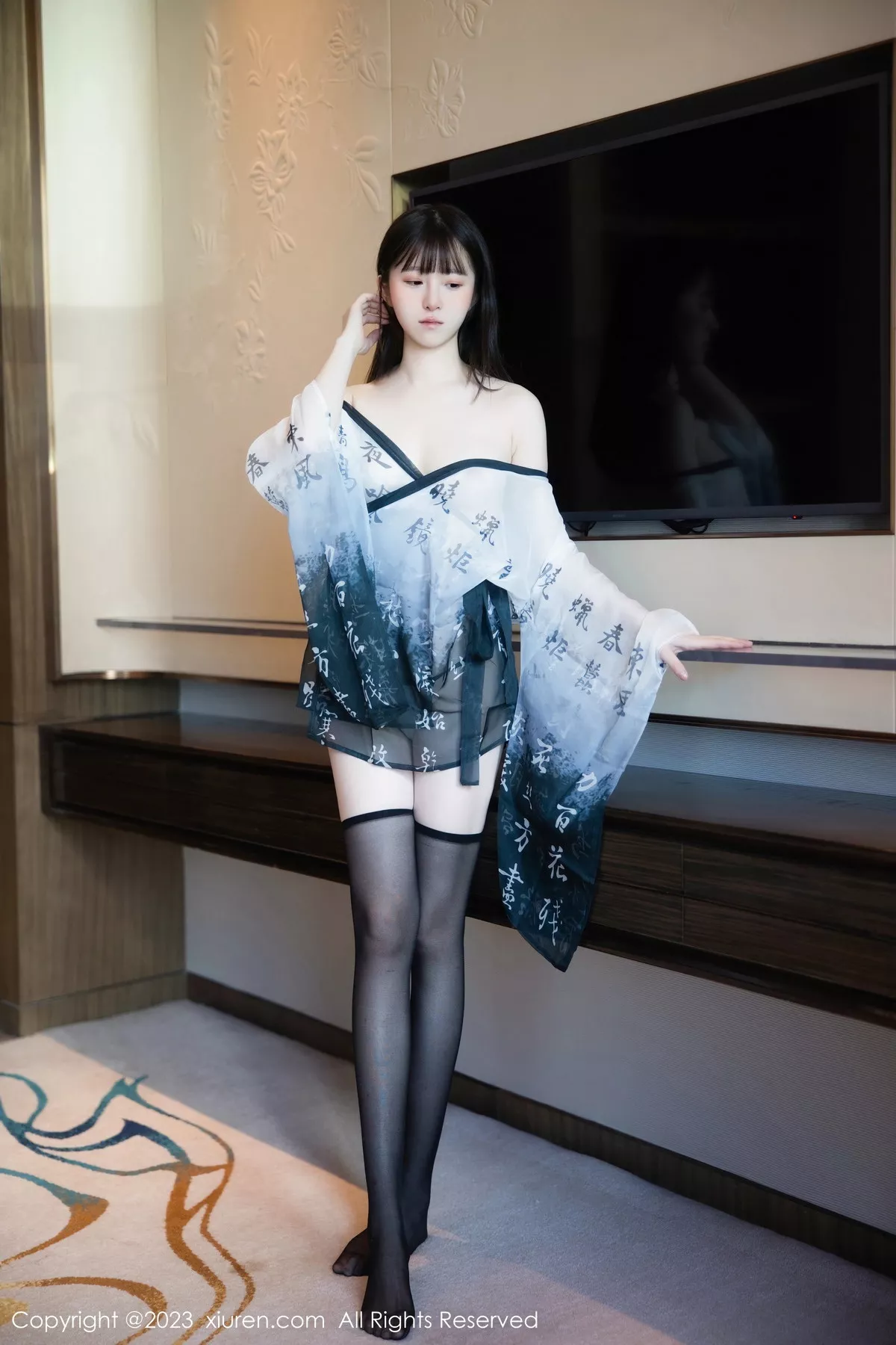 [[XiuRen秀人网]秀人网]No.7459_模特林悠悠性感黑白薄纱古装服饰配黑丝袜秀曼妙身姿诱惑写真84P