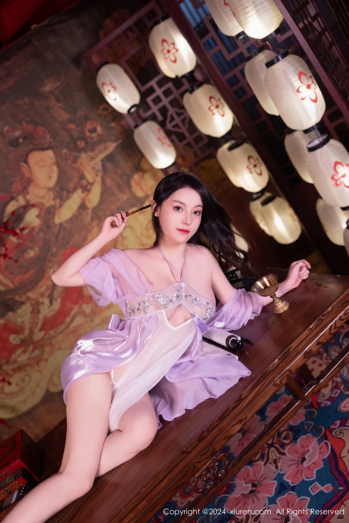 [[XiuRen秀人网]秀人网]No.8059_模特豆瓣酱性感轻透紫色古装服饰透视秀惹火身材极致诱惑写真80P