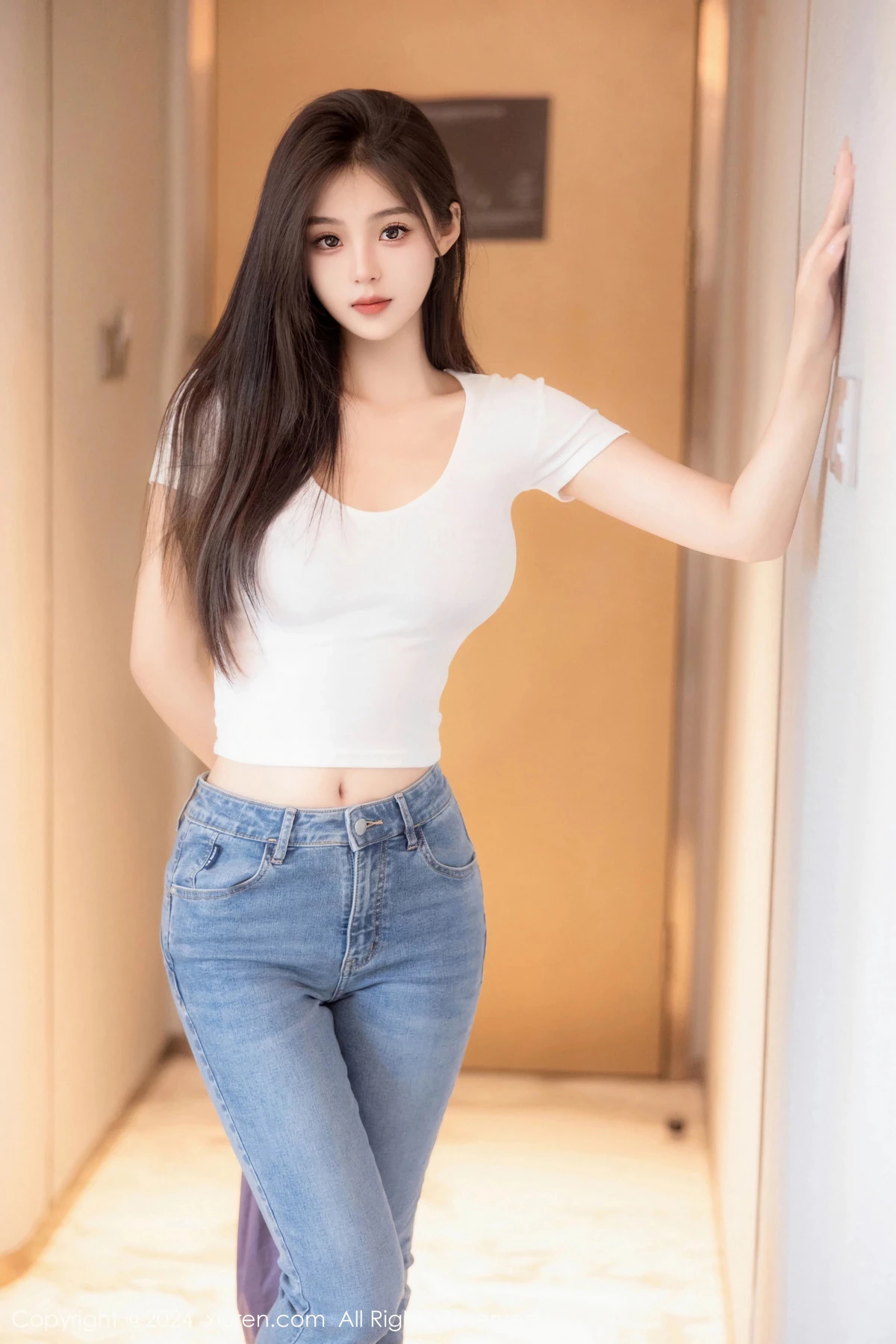 [[XiuRen秀人网]秀人网]No.8467_新人模特周周不吃香菜性感白T配牛仔裤秀完美身姿迷人诱惑写真87P