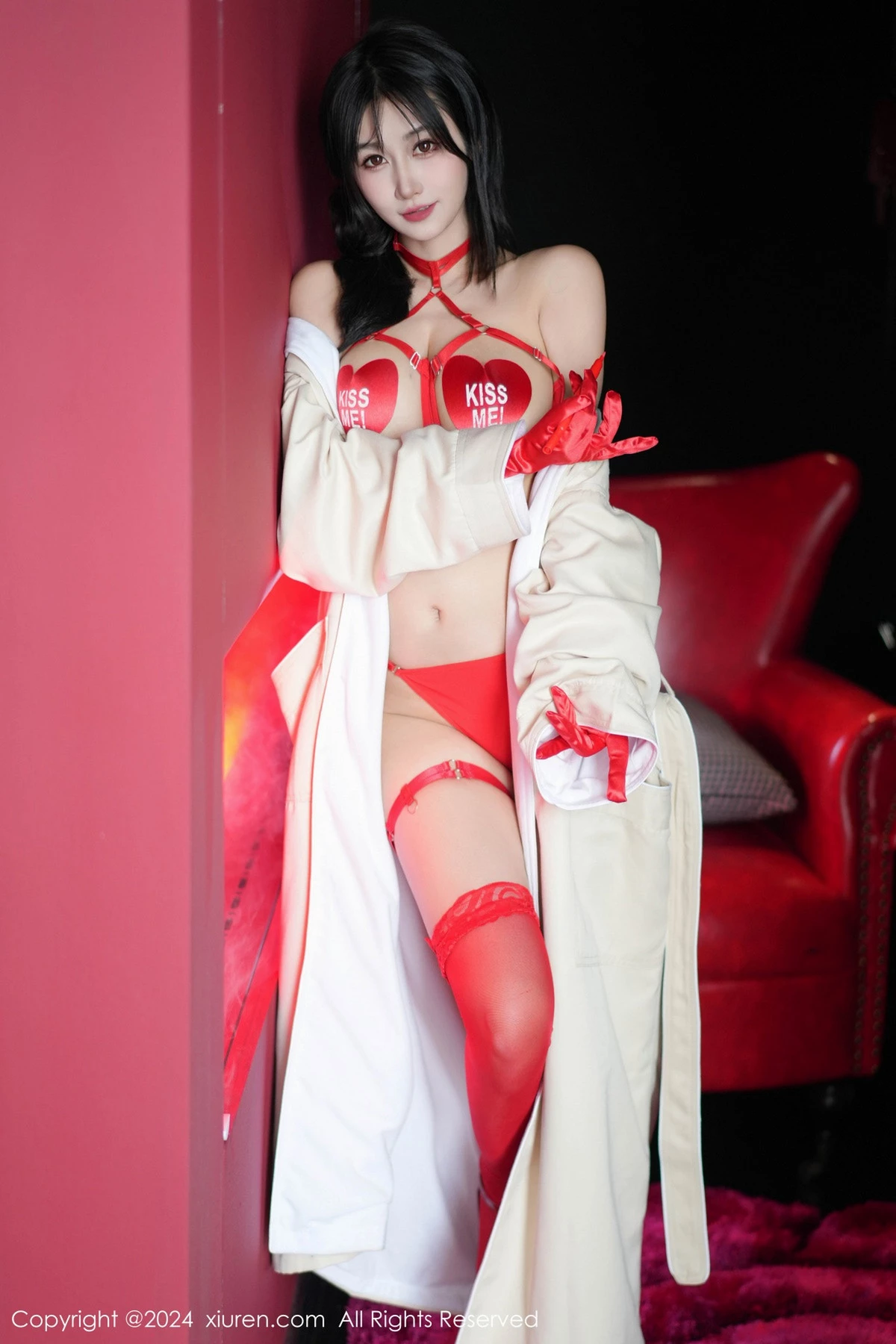 [[XiuRen秀人网]秀人网]No.8555_模特laura阿姣性感红色情趣内衣配红色丝袜秀曼妙身姿诱惑写真95P