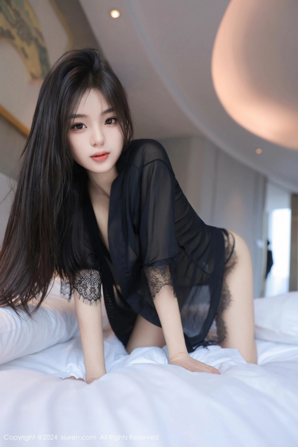 [[XiuRen秀人网]秀人网]No.8550_模特周周不吃香菜性感黑色轻透服饰露黑色情趣内衣惹火诱惑写真85P