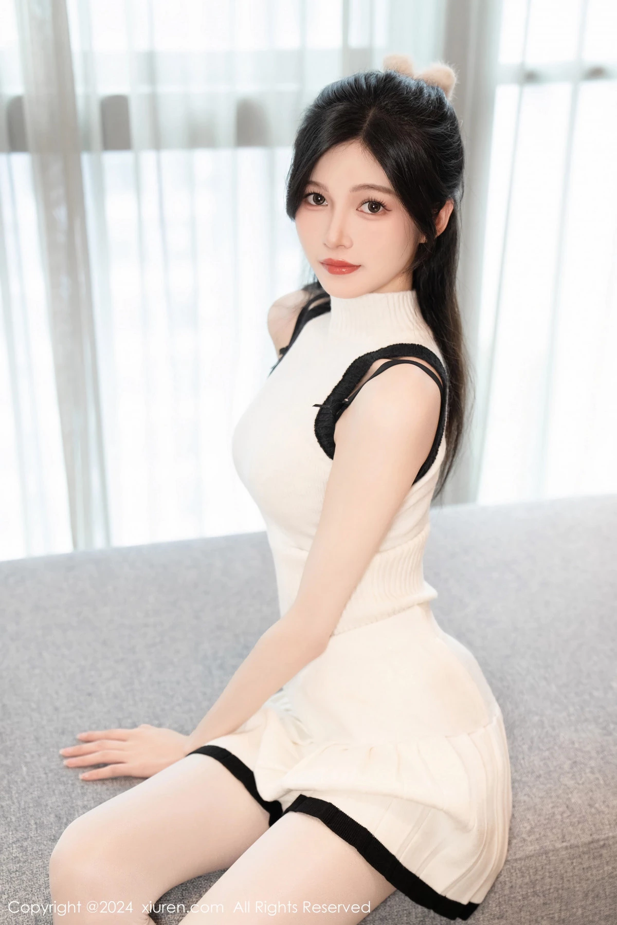 [[XiuRen秀人网]秀人网]No.8544_模特程程程性感白色针织套装露黑色内衣配白丝袜秀美腿诱惑写真95P