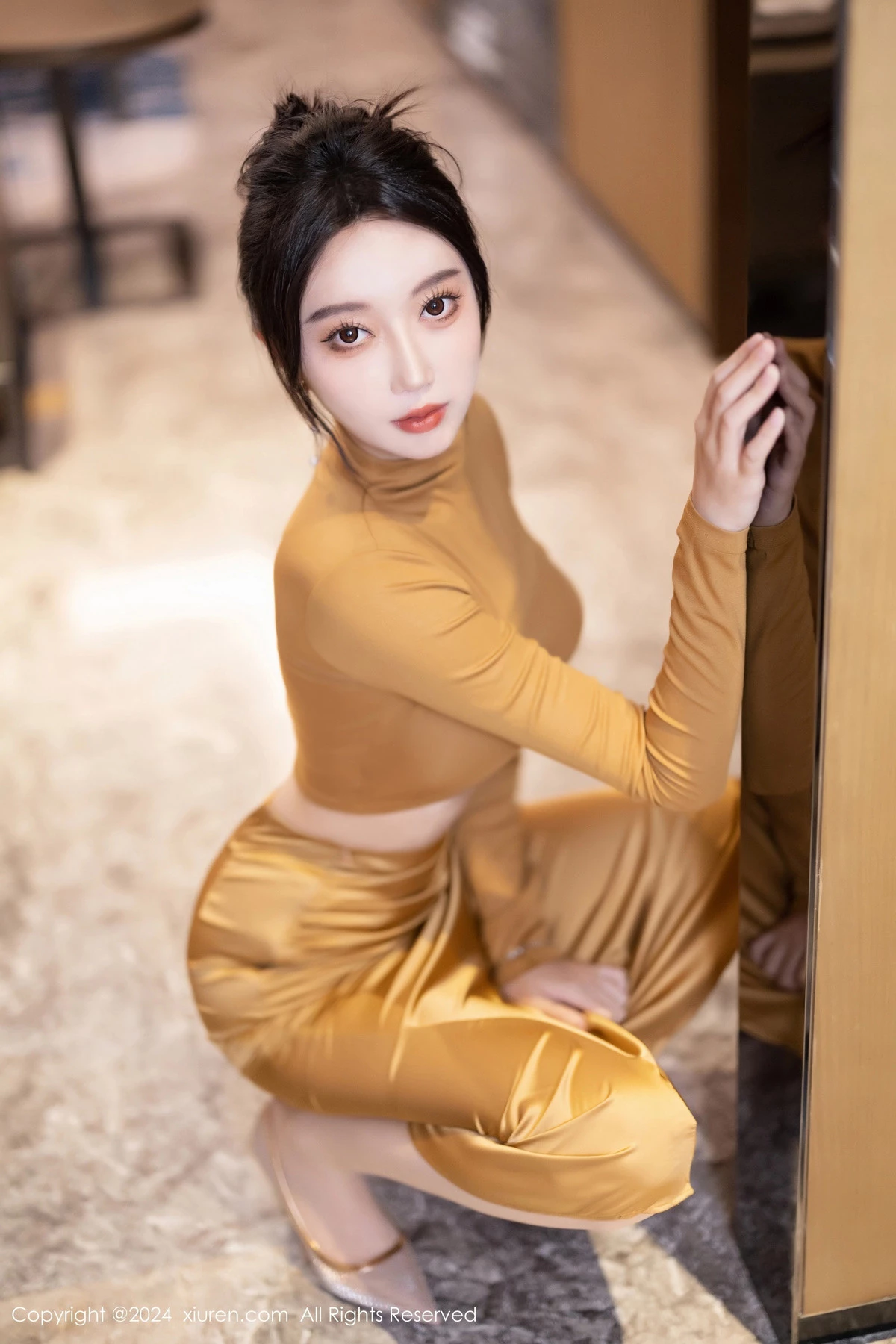 [[XiuRen秀人网]秀人网]No.8574_模特玥儿玥性感黄色长裙配原色丝袜+黑色情趣内衣惹火诱惑写真81P