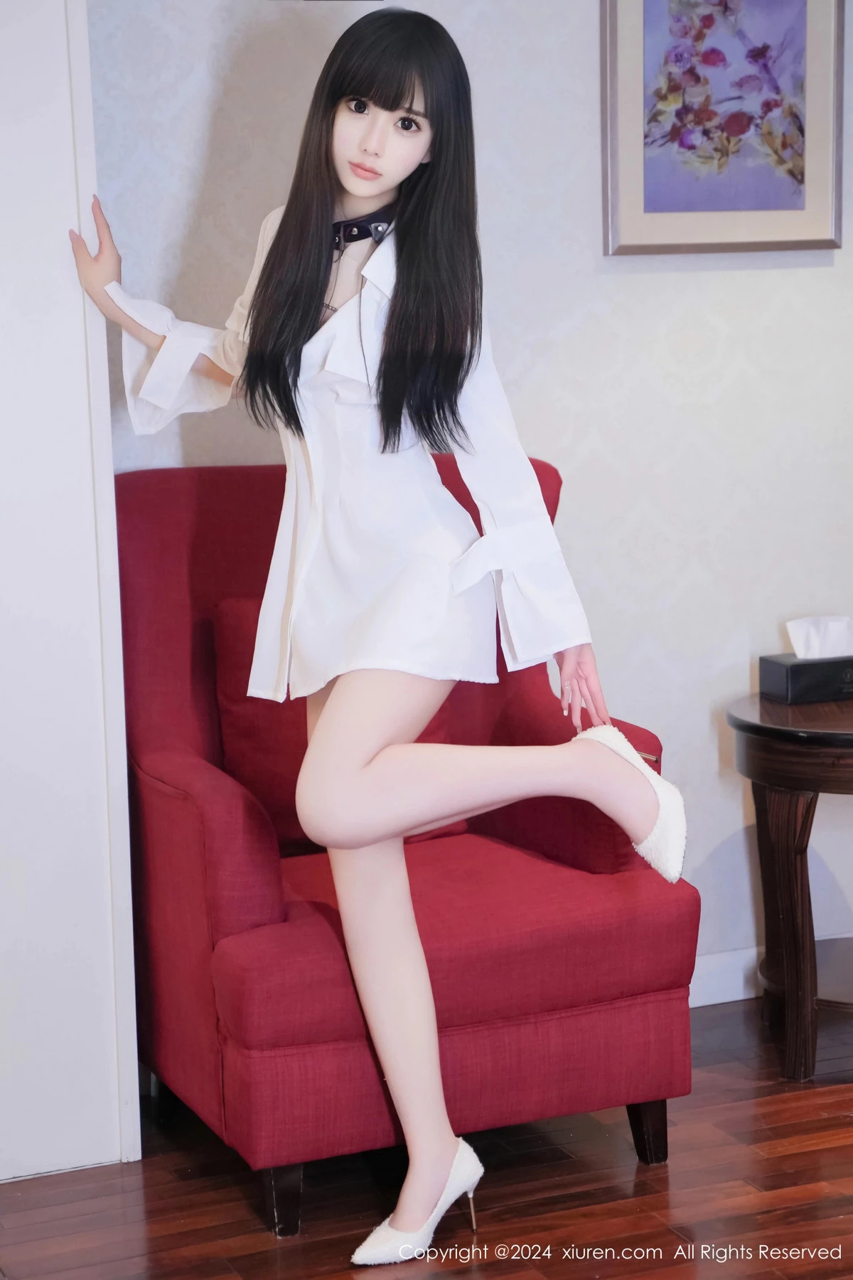 [[XiuRen秀人网]秀人网]No.8573_模特沐言yanyan性感白色T恤露黑色情趣服饰秀柔美身姿诱惑写真78P