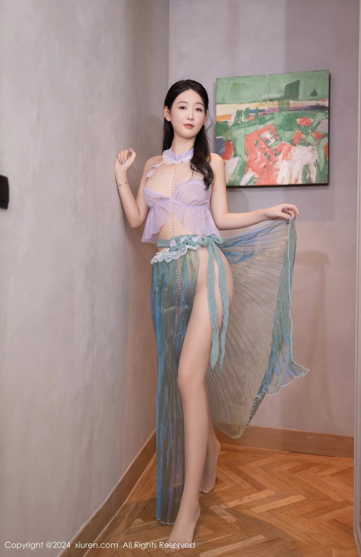 [[XiuRen秀人网]秀人网]No.8644_模特唐安琪性感浅色轻透古风服饰配超薄肉丝秀曼妙身姿诱惑写真80P