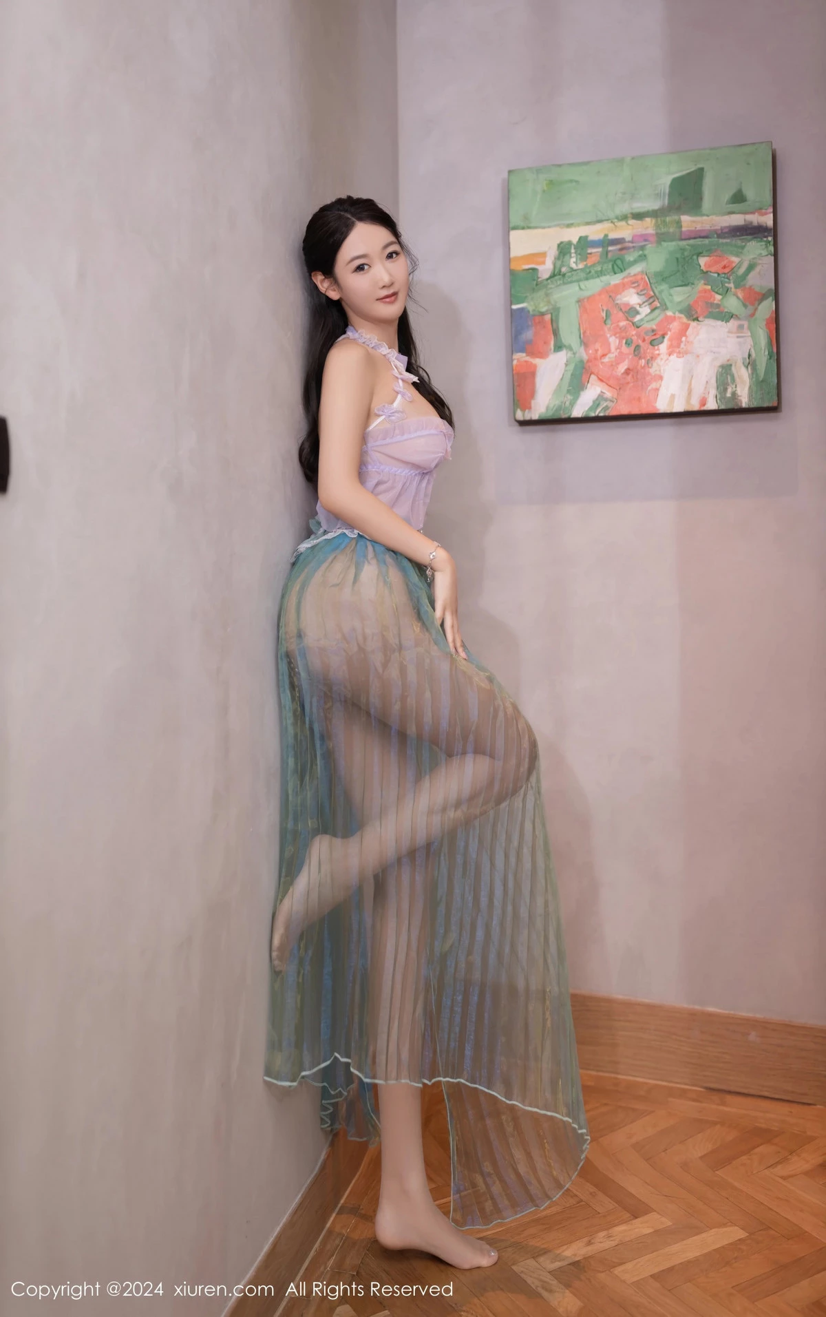 [[XiuRen秀人网]秀人网]No.8644_模特唐安琪性感浅色轻透古风服饰配超薄肉丝秀曼妙身姿诱惑写真80P