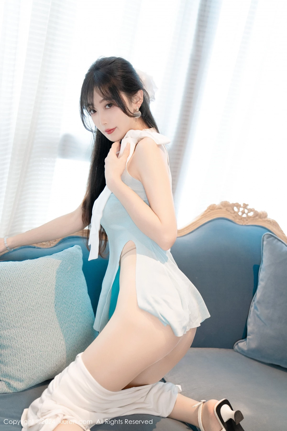 [[XiuRen秀人网]秀人网]No.8761_模特林星阑性感蓝白连衣短裙露黑色情趣内衣秀曼妙身姿诱惑写真101P