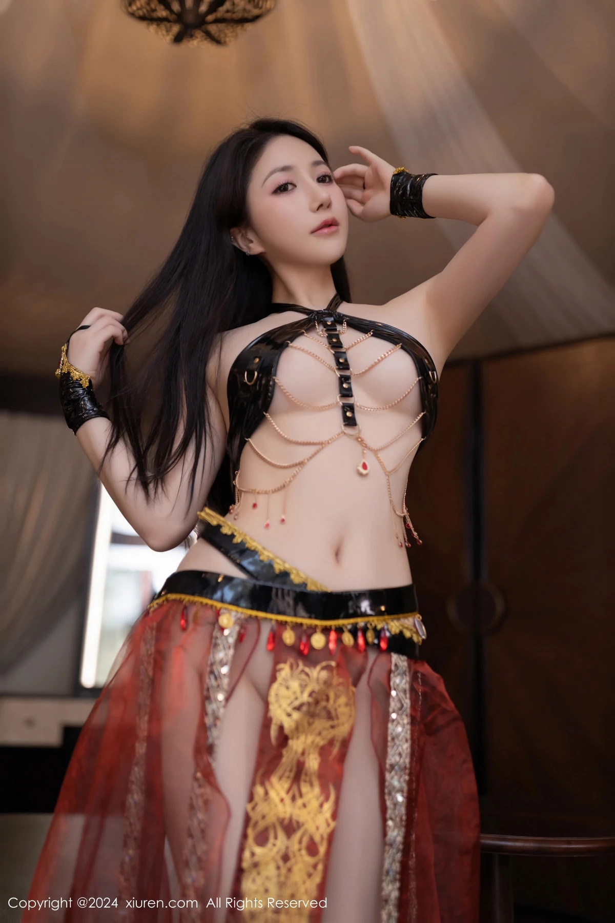 [[XiuRen秀人网]秀人网]No.8778_模特鱼子酱Fish性感舞娘薄纱露黑色情趣内衣秀完美身材诱惑写真80P