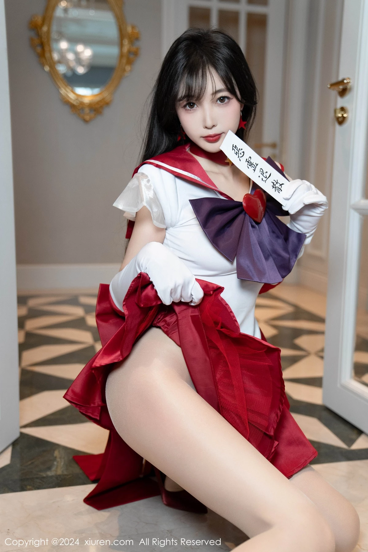 [[XiuRen秀人网]秀人网]No.8800_模特林星阑性感白色上衣配红短裙露超薄肉丝秀曼妙身姿诱惑写真80P