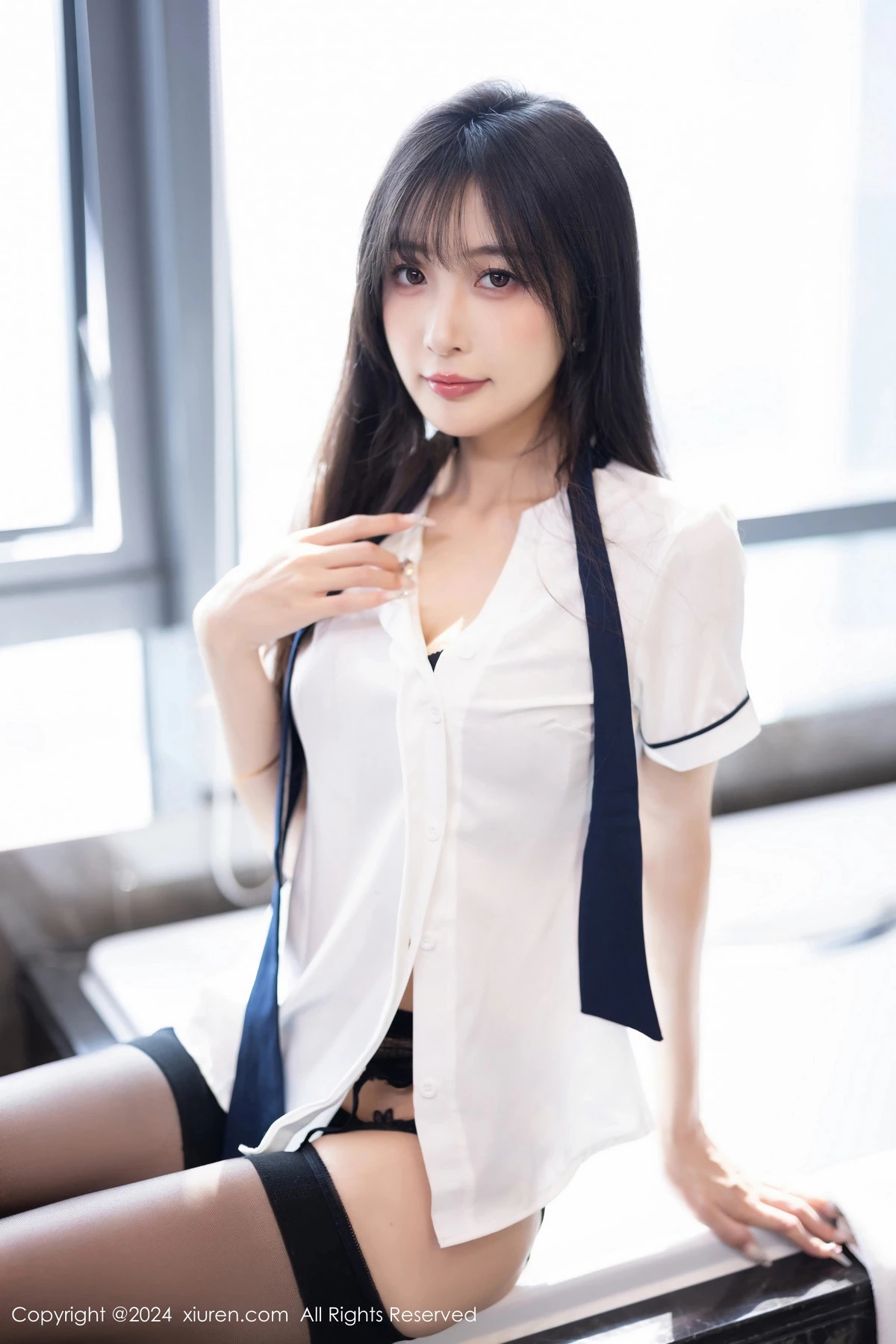 [[XiuRen秀人网]秀人网]No.8727_模特林星阑性感深色制服露黑色内衣配黑丝吊袜秀曼妙身姿诱惑写真91P