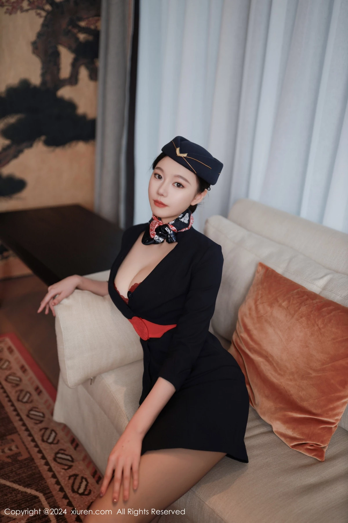 [[XiuRen秀人网]秀人网]No.8942_模特安然anran性感空姐制服露红色内衣配超薄黑丝撩人诱惑写真79P