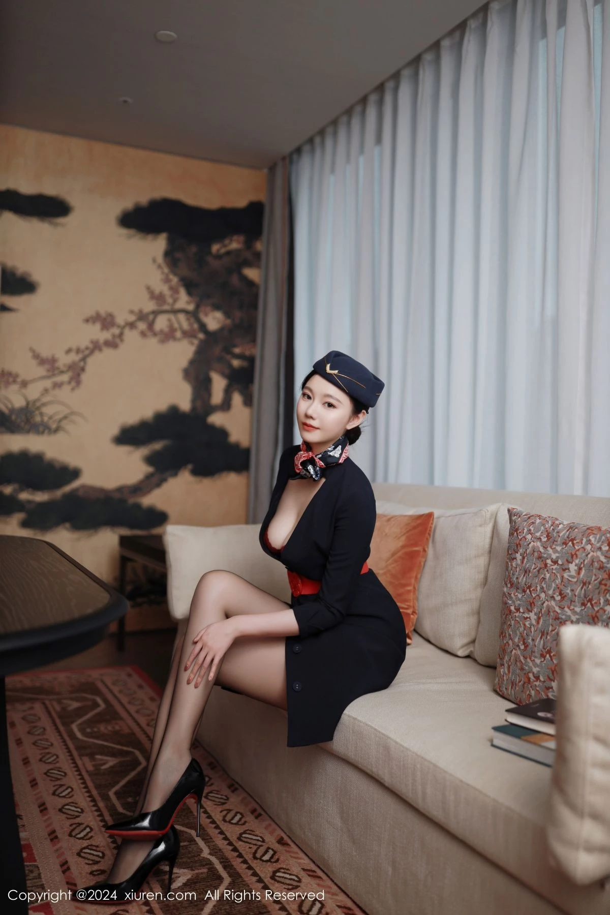 [[XiuRen秀人网]秀人网]No.8942_模特安然anran性感空姐制服露红色内衣配超薄黑丝撩人诱惑写真79P