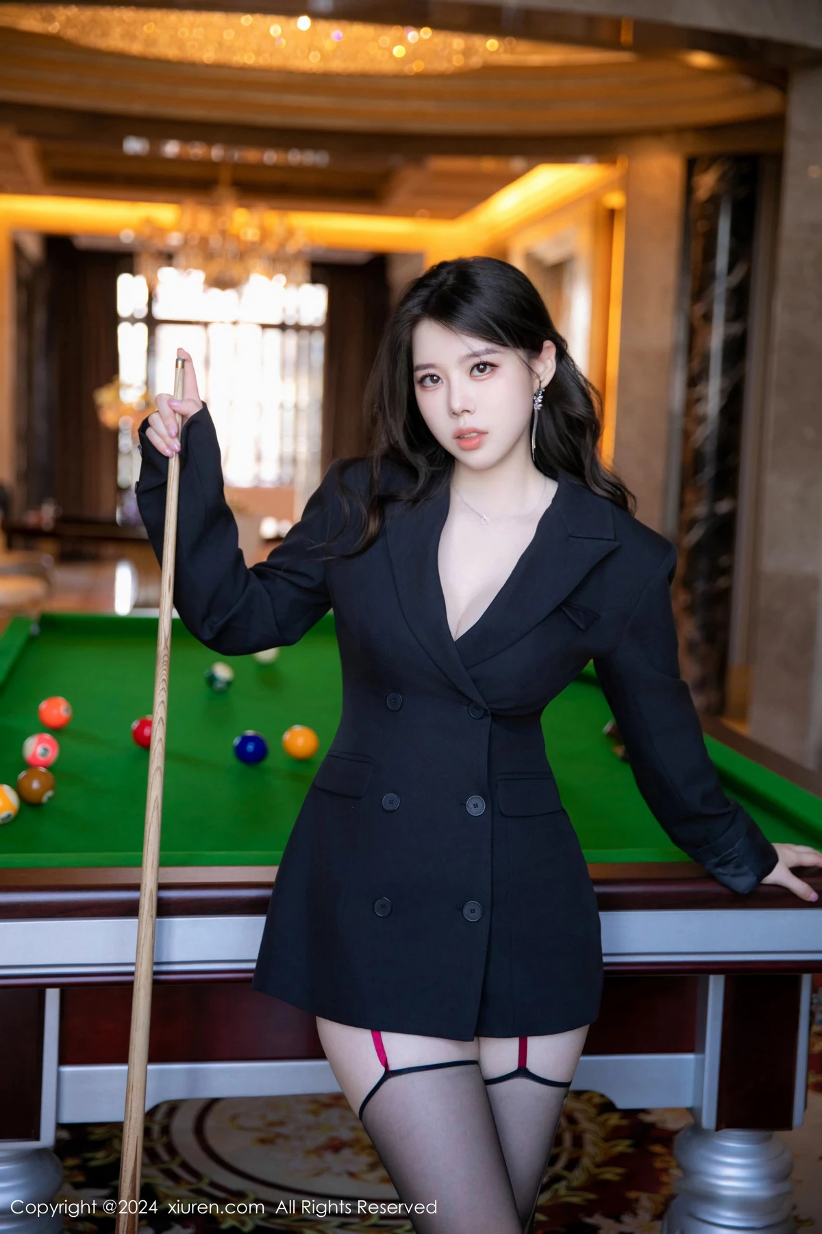 [[XiuRen秀人网]秀人网]No.8946_模特白茹雪abby台球主题性感蕾丝内衣配黑丝吊袜秀美腿诱惑写真76P