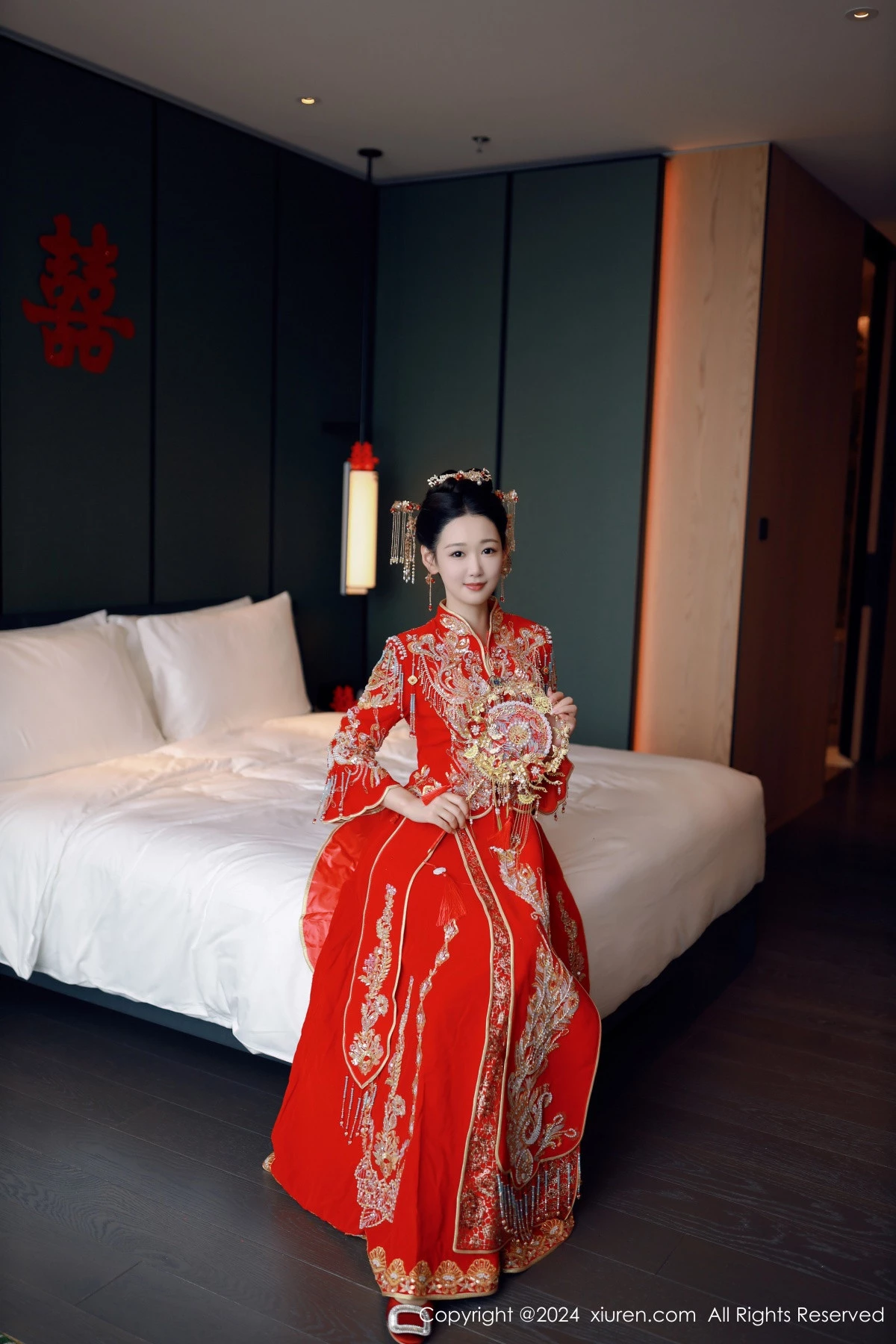 [[XiuRen秀人网]秀人网]No.8972_模特唐安琪性感红色新娘服饰露红色内衣配超薄肉丝撩人诱惑写真79P