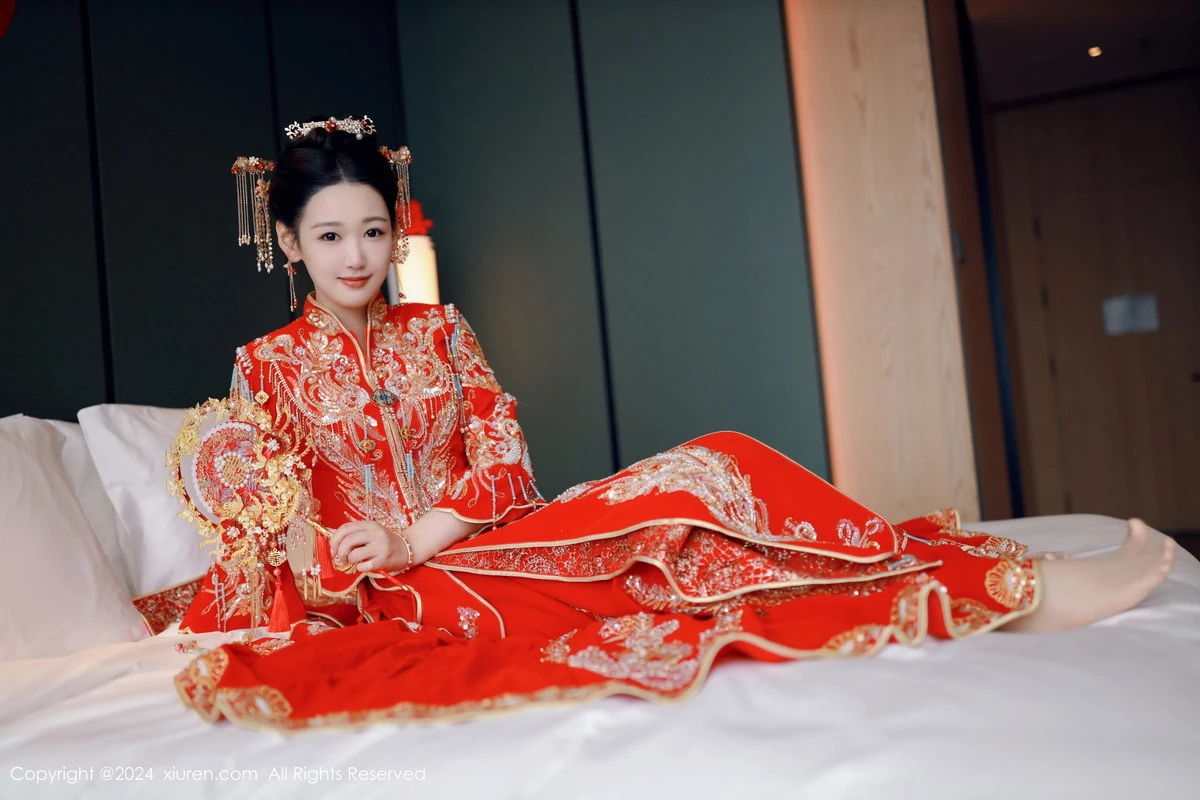 [[XiuRen秀人网]秀人网]No.8972_模特唐安琪性感红色新娘服饰露红色内衣配超薄肉丝撩人诱惑写真79P