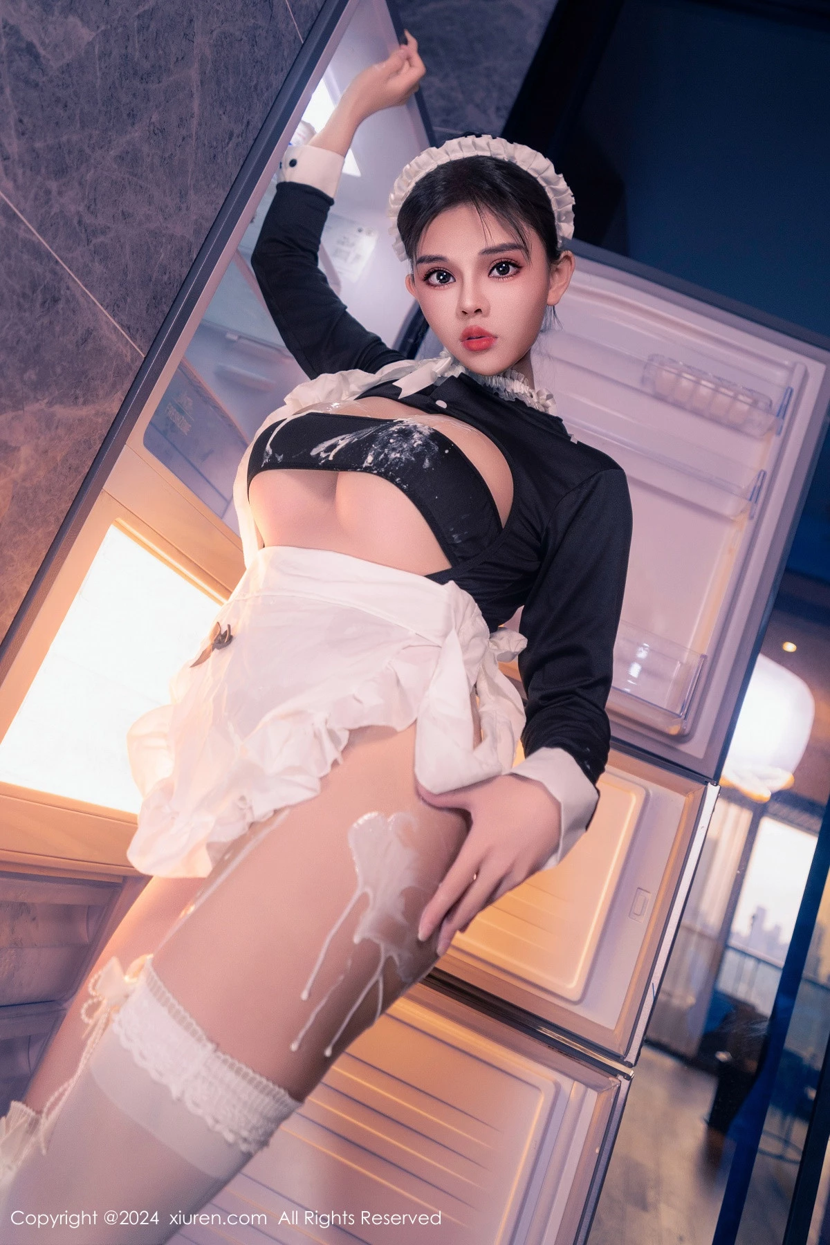 [[XiuRen秀人网]秀人网]No.8966_新人模特小童颜私房浴室性感女仆装配白丝袜秀丰满身材诱惑写真80P