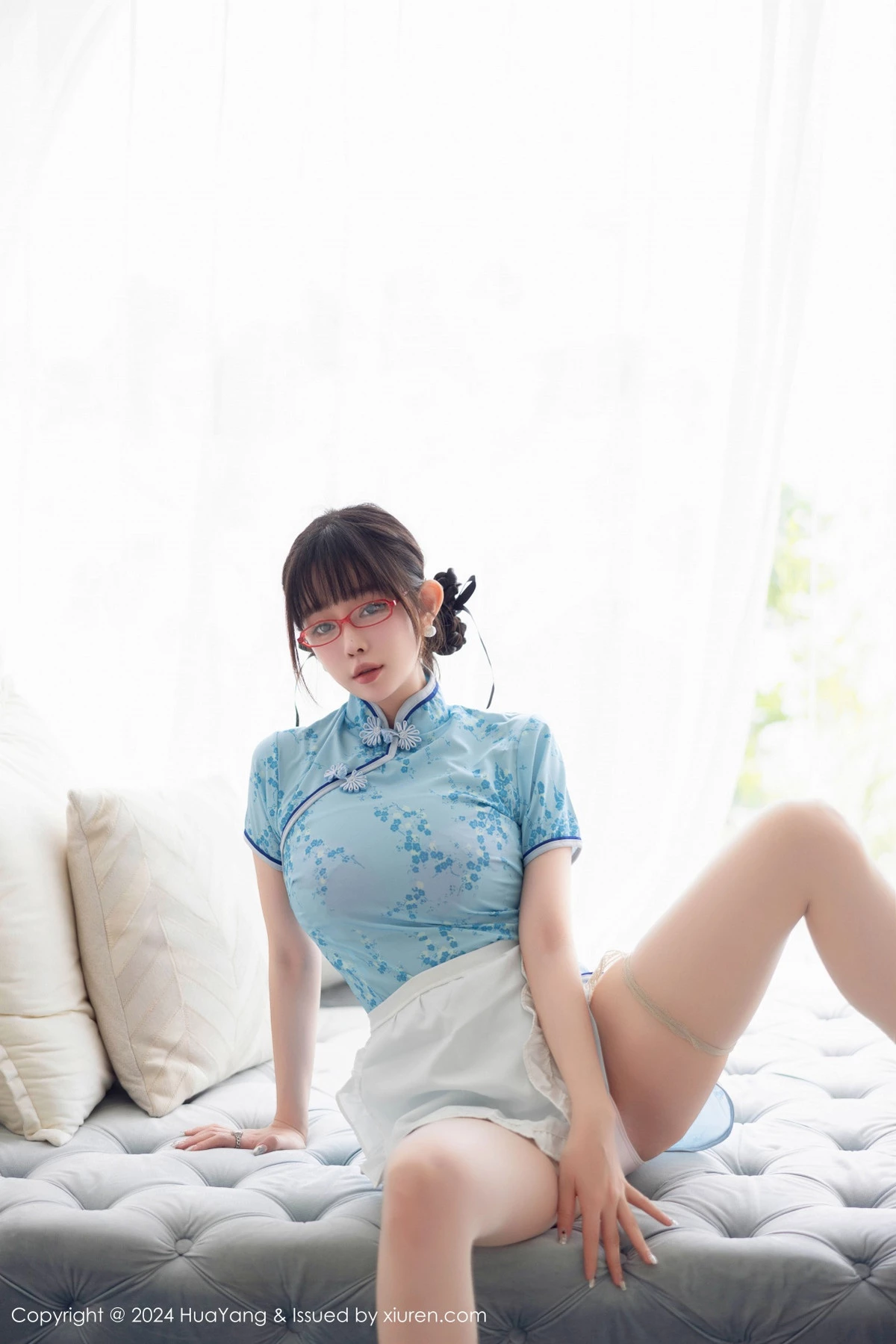 [HuaYang花漾]Vol.593_女神王雨纯性感淡绿露肩连衣长裙配白丝袜秀曼妙身姿诱惑写真93P