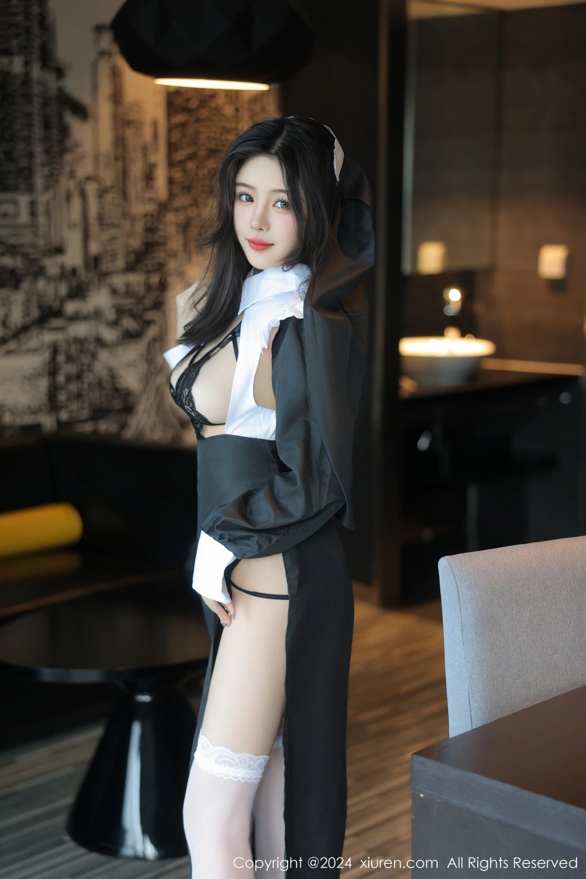 [[XiuRen秀人网]秀人网]No.9045_模特袁圆性感修女服饰露黑色情趣内衣配白丝袜秀完美身材诱惑写真83P