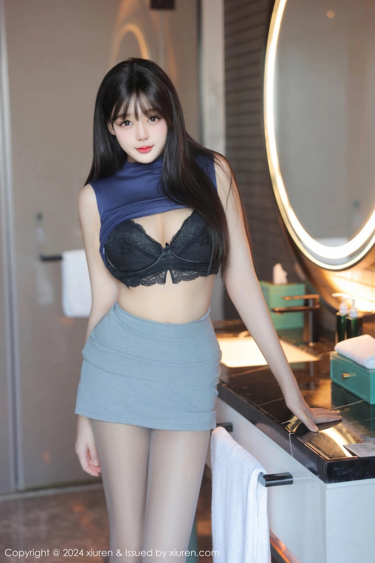 [[XiuRen秀人网]秀人网]No.9233_模特柚柚小奶瓶性感黑色蕾丝内衣配超薄灰丝秀凹凸身材诱惑写真89P