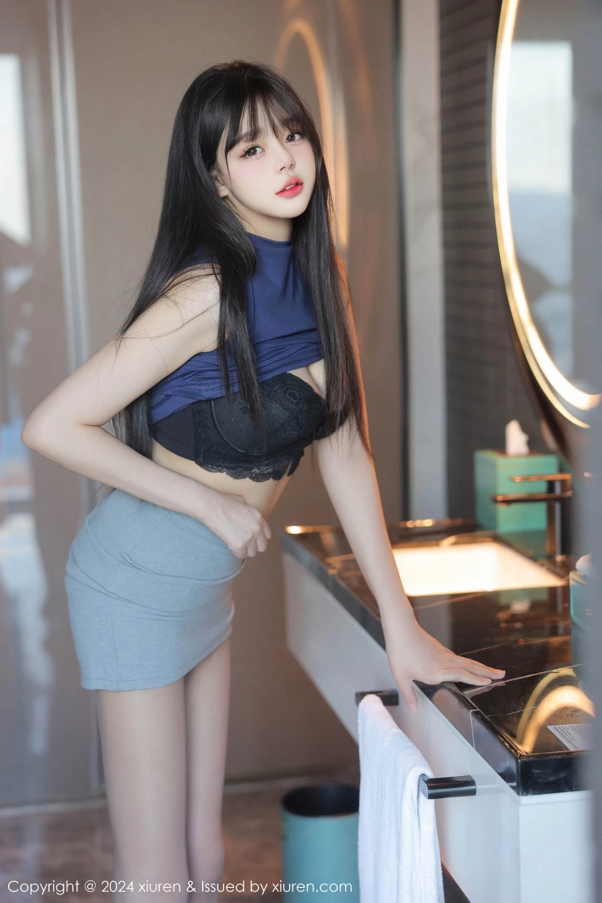 [[XiuRen秀人网]秀人网]No.9233_模特柚柚小奶瓶性感黑色蕾丝内衣配超薄灰丝秀凹凸身材诱惑写真89P