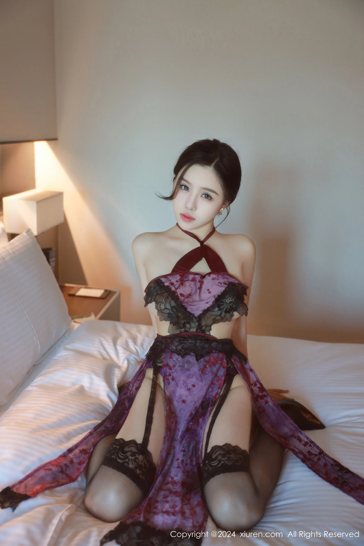 [[XiuRen秀人网]秀人网]No.9292_模特唐翩翩性感紫黑色情趣内衣配黑丝吊袜秀完美身材诱惑写真87P