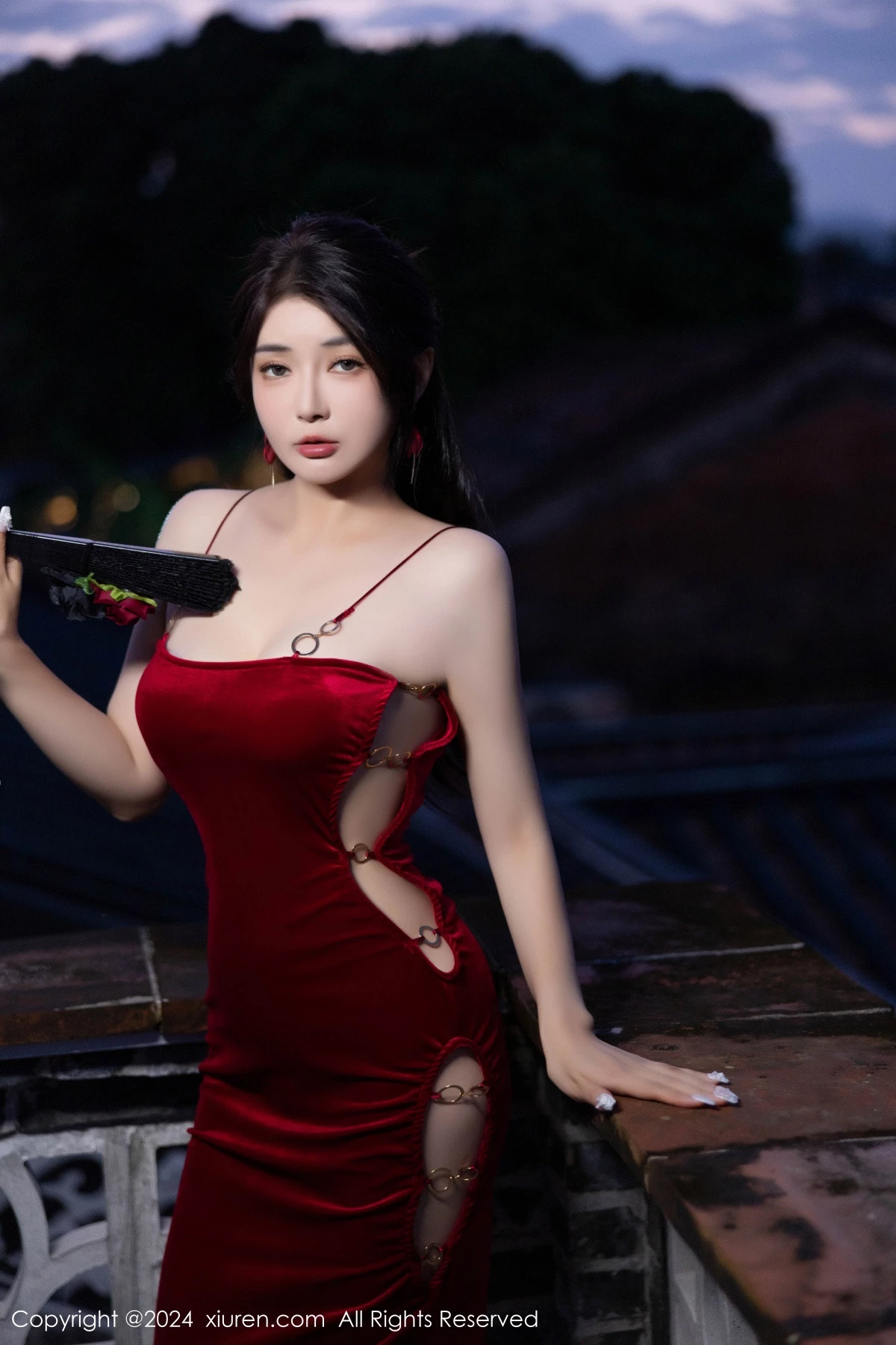 [[XiuRen秀人网]秀人网]No.9327_模特凯竹Quinn红色露肩礼裙+红色情趣蕾丝秀曼妙身姿诱惑写真87P