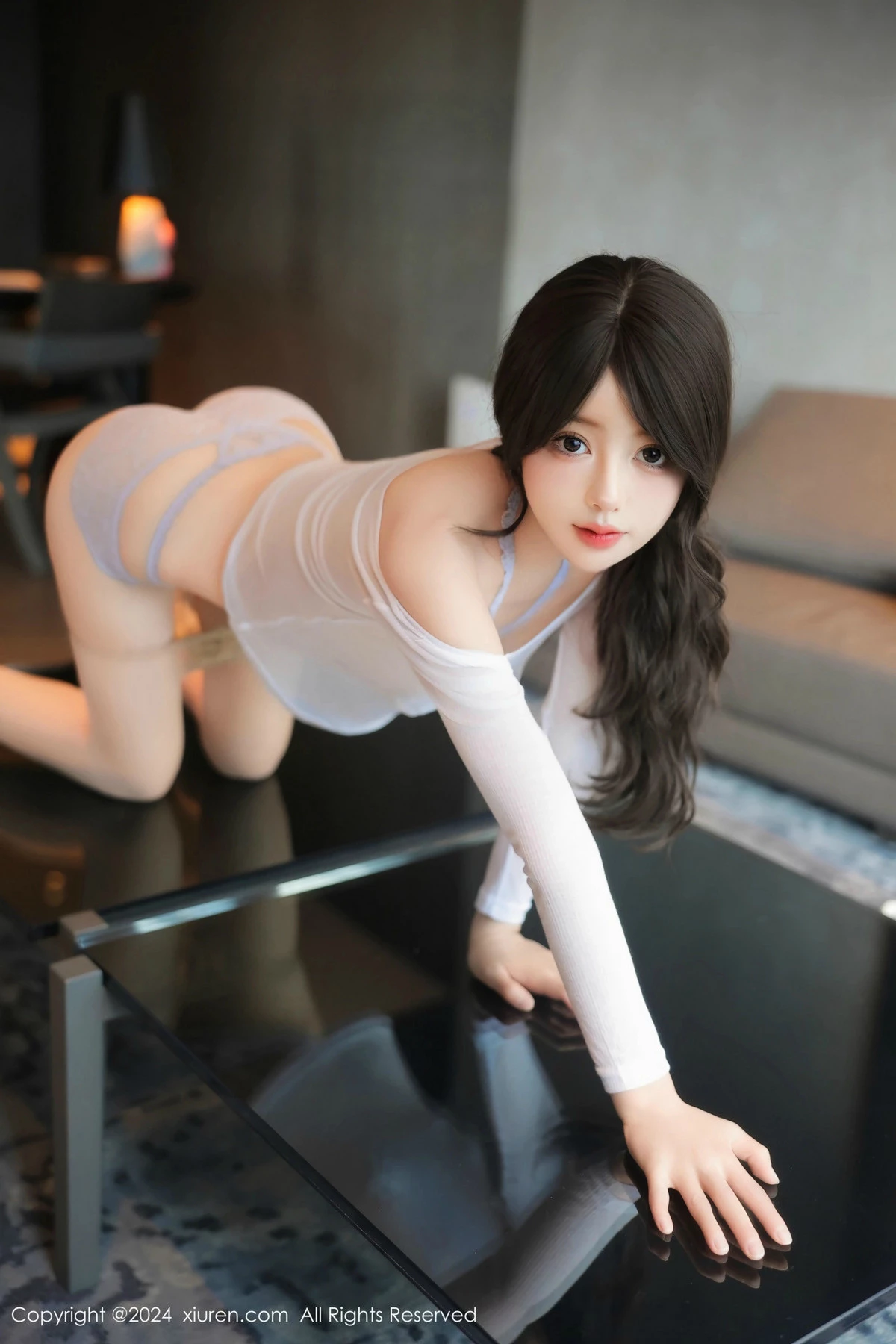 [[XiuRen秀人网]秀人网]No.9524_模特桃妖夭性感白T配牛仔裤露白色情趣内衣秀惹火身材诱惑写真89P