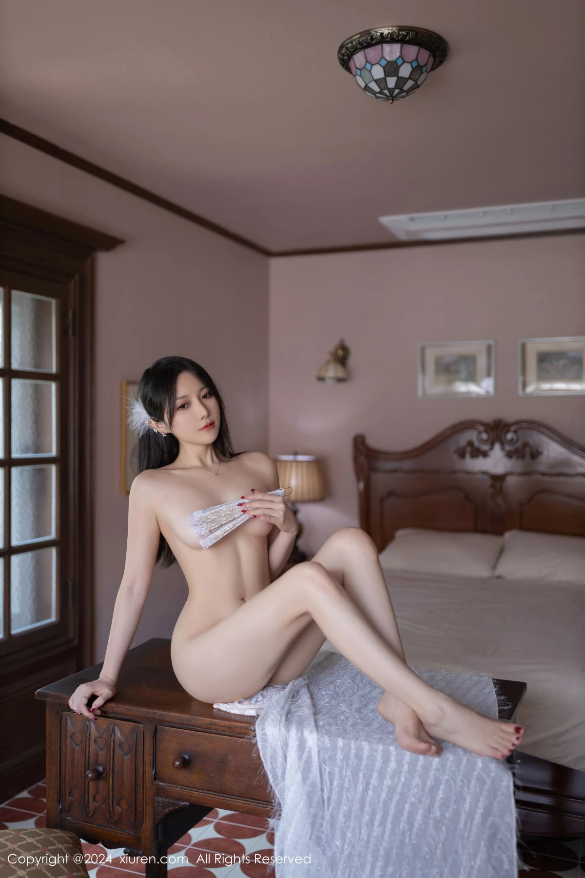 [[XiuRen秀人网]秀人网]No.9564_模特鱼子酱Fish性感白色连衣短裙配超薄肉丝秀曼妙身姿诱惑写真80P