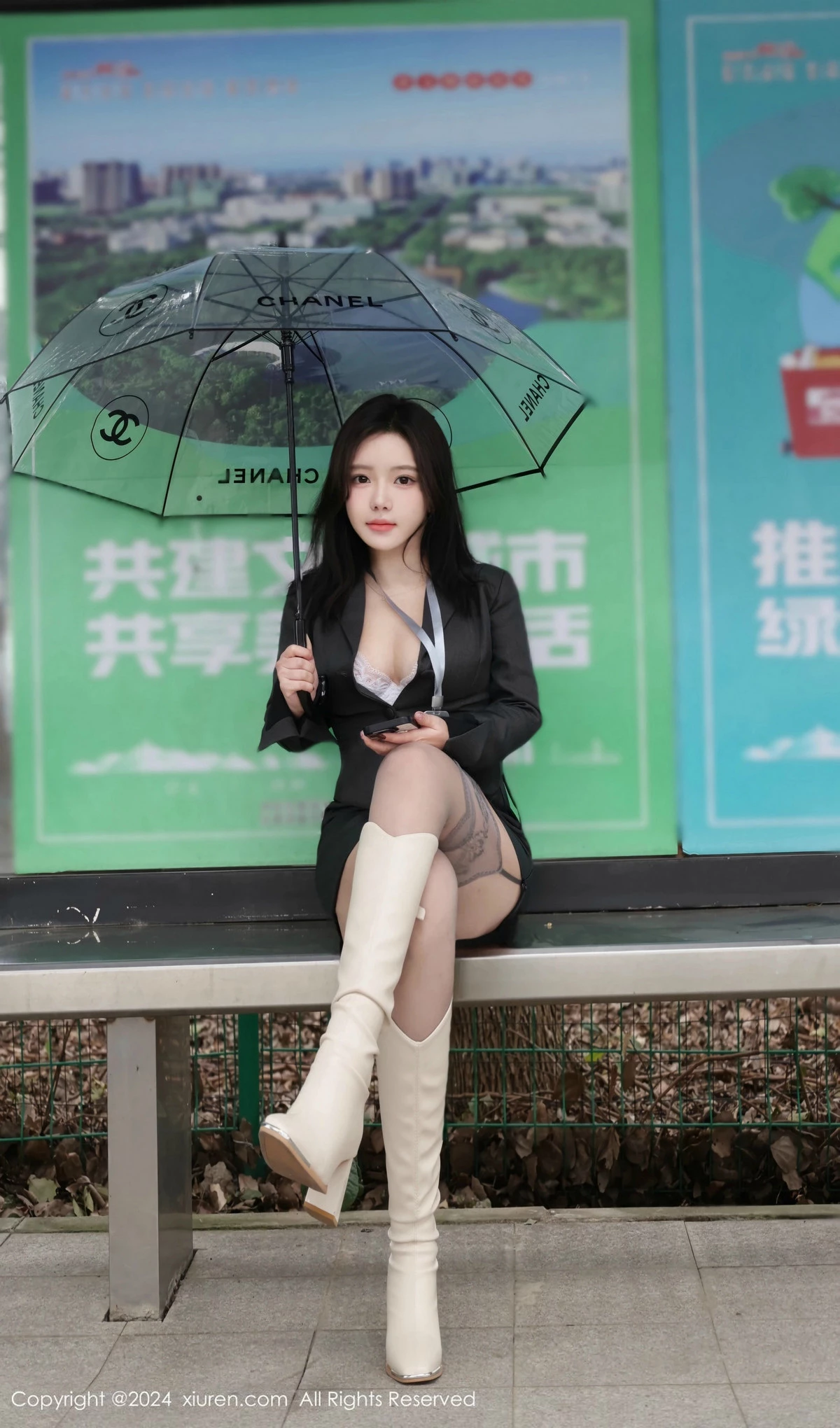 [[XiuRen秀人网]秀人网]No.9595_模特小薯条nienie性感OL制服露情趣内衣配灰丝吊袜秀美腿诱惑写真76P