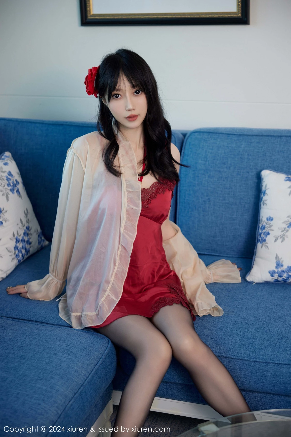 [[XiuRen秀人网]秀人网]No.9488_模特玥儿玥er性感红色睡裙露红色内衣配超薄黑色秀美腿诱惑写真79P