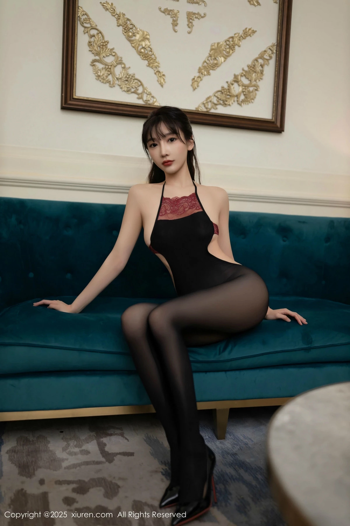 [[XiuRen秀人网]秀人网]No.9735_模特陆萱萱私房性感黑色薄透连体丝袜秀柔美身姿惹火诱惑写真80P