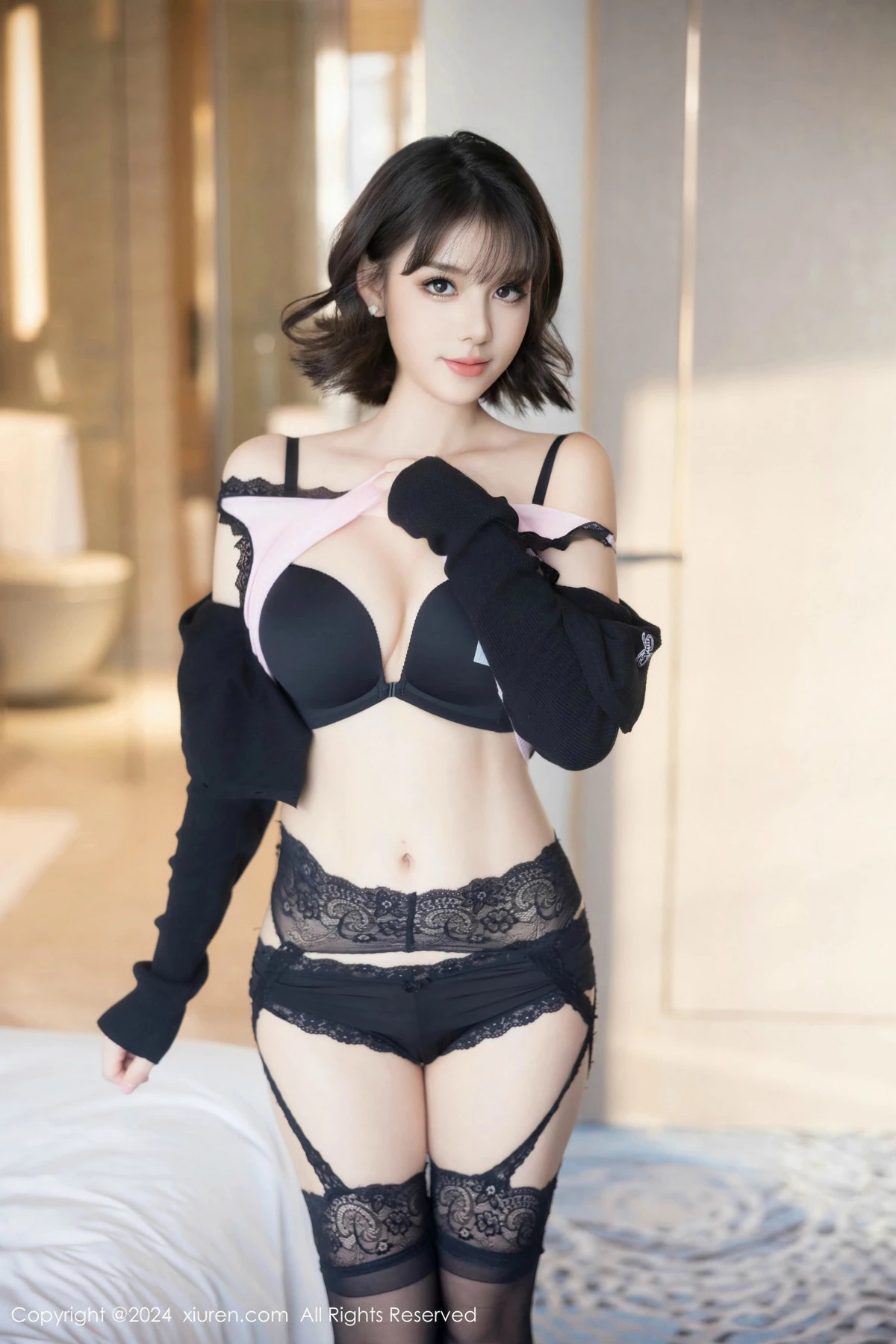 [[XiuRen秀人网]秀人网]No.9620_新人模特黎苏苏私房性感黑色内衣配黑丝吊袜秀曼妙身姿诱惑写真80P
